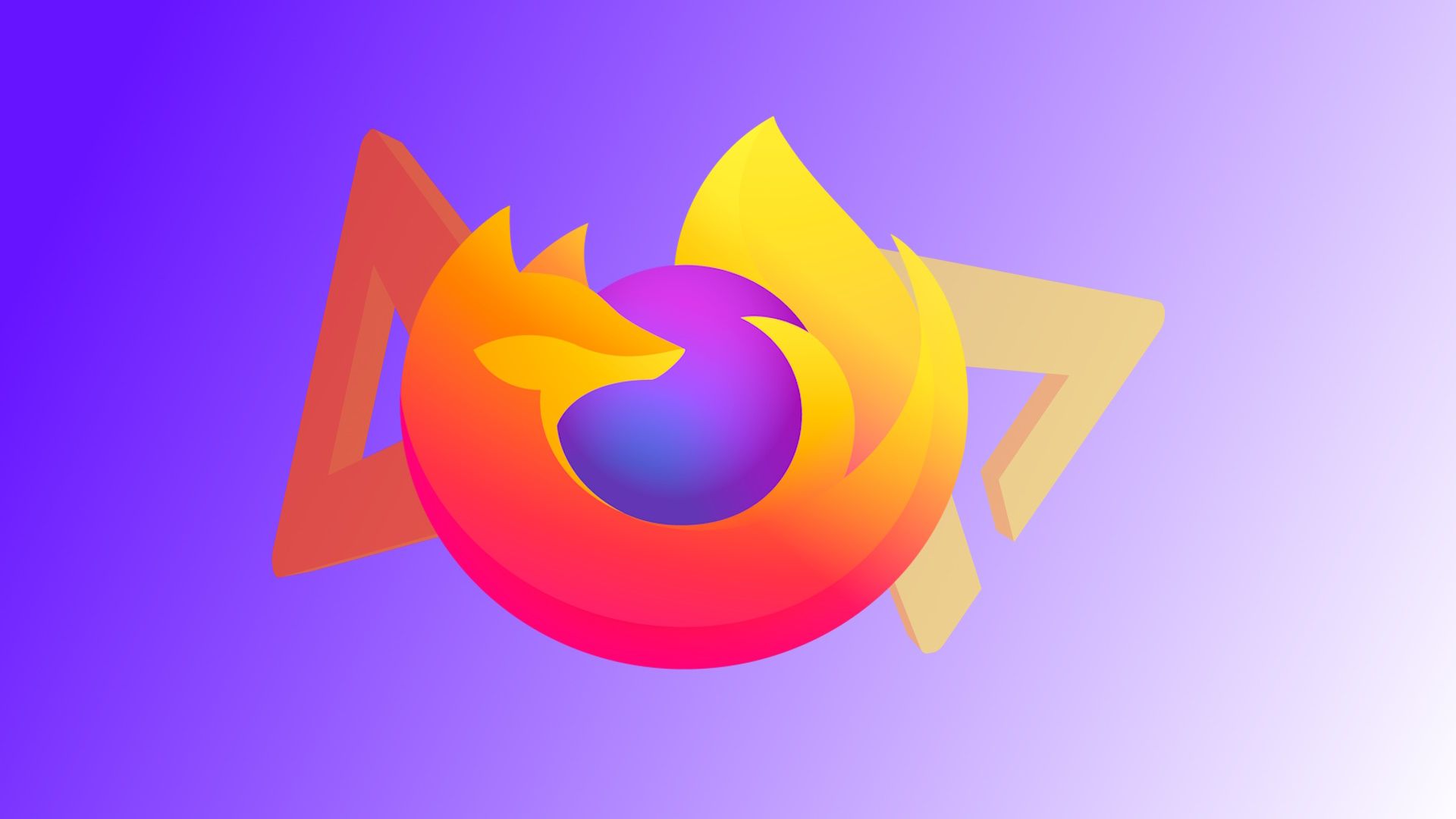 Logotipo da AP em fundo gradiente azul-púrpura com logotipo do Mozilla Firefox no centro