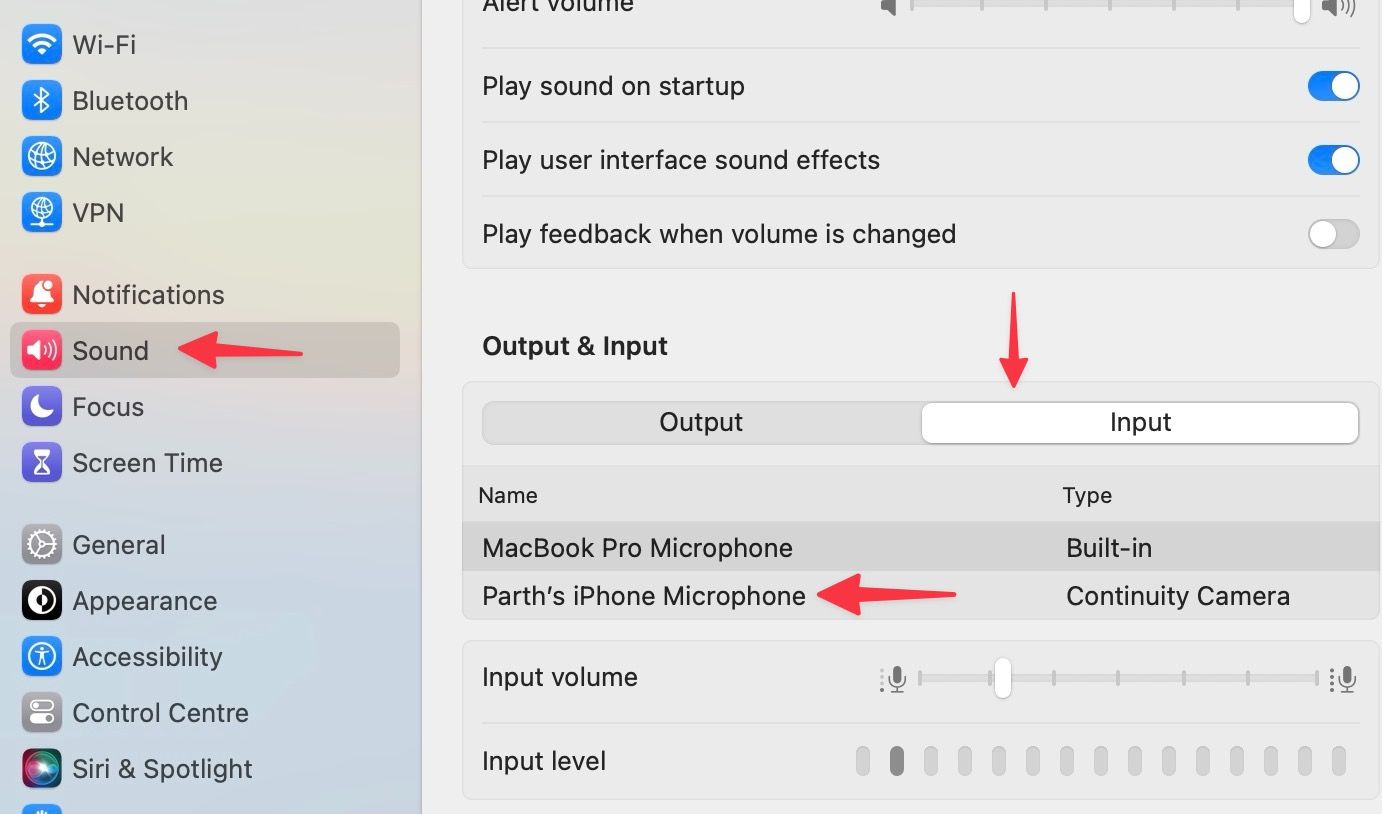 Uma captura de tela mostrando as configurações de som do Mac