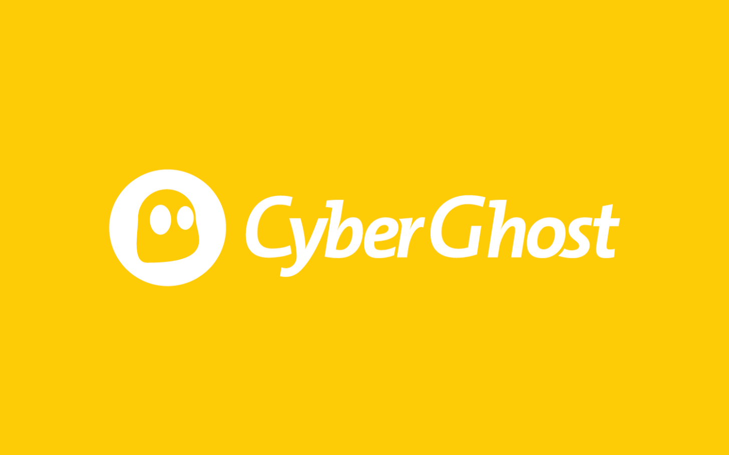 Logotipo do CyberGhost em fundo amarelo