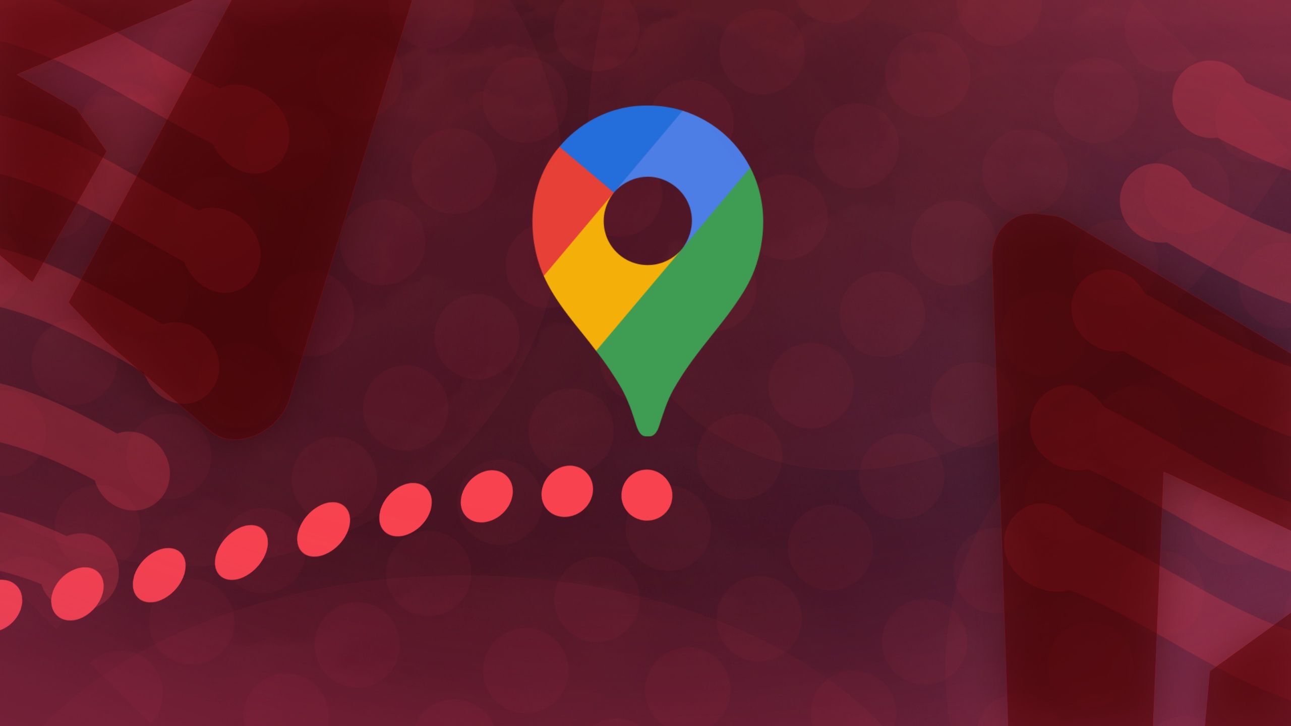 Ícone do Google Maps contra um fundo cor de vinho com o logotipo da Android Police.