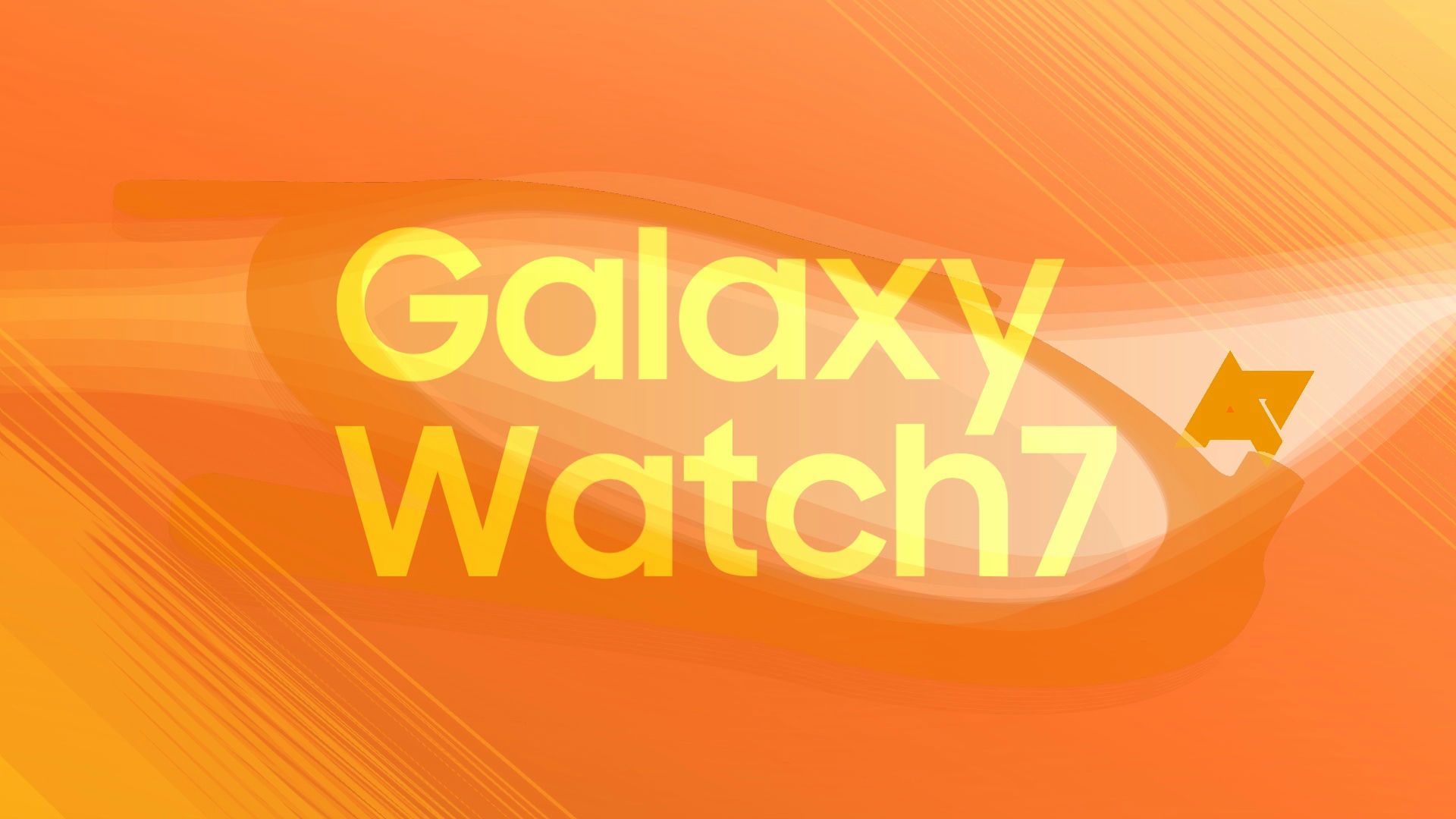 Um gráfico laranja de um mostrador de smartwatch, sobreposto com texto que diz Galaxy Watch 7