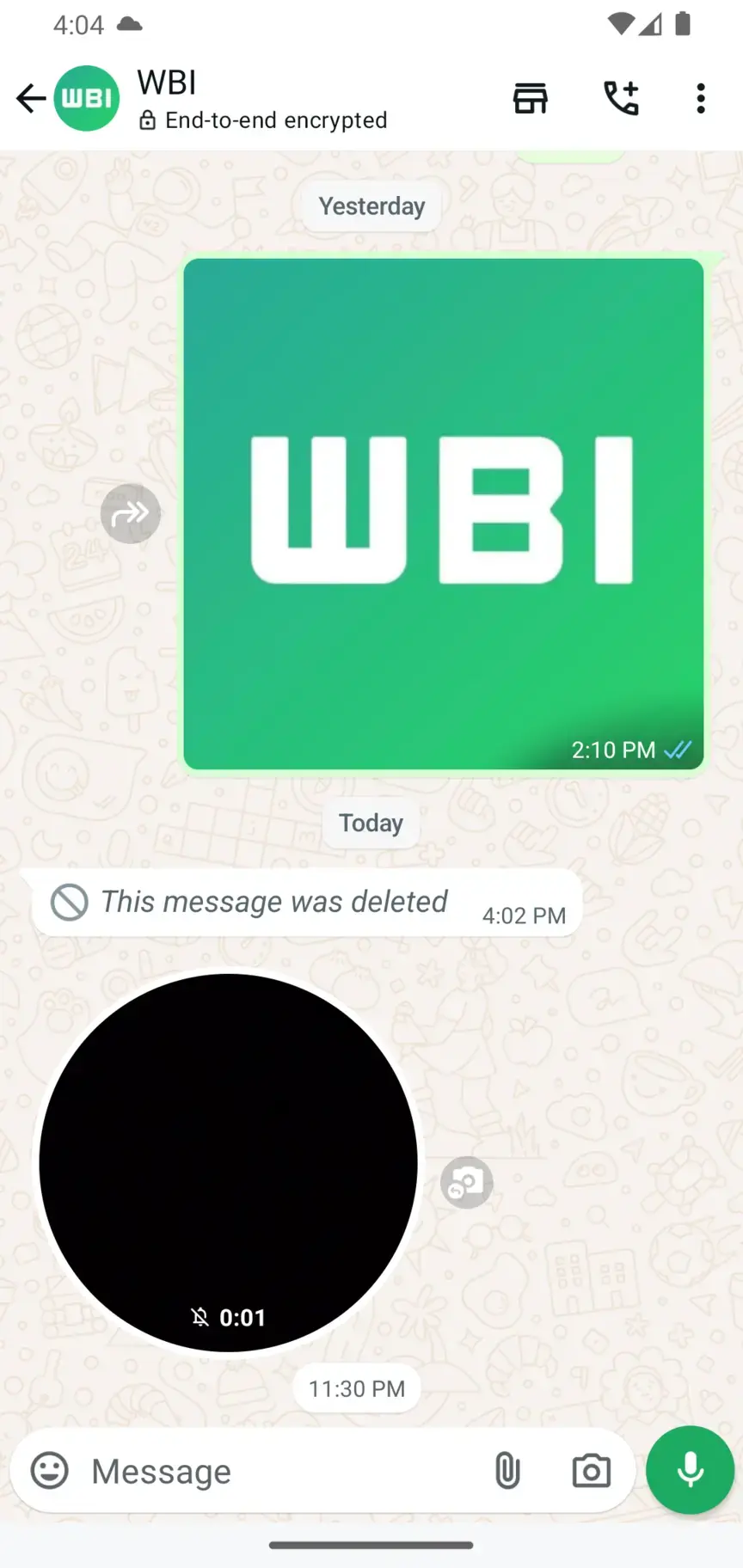 O WhatsApp responde rapidamente a mensagens de vídeo instantâneas