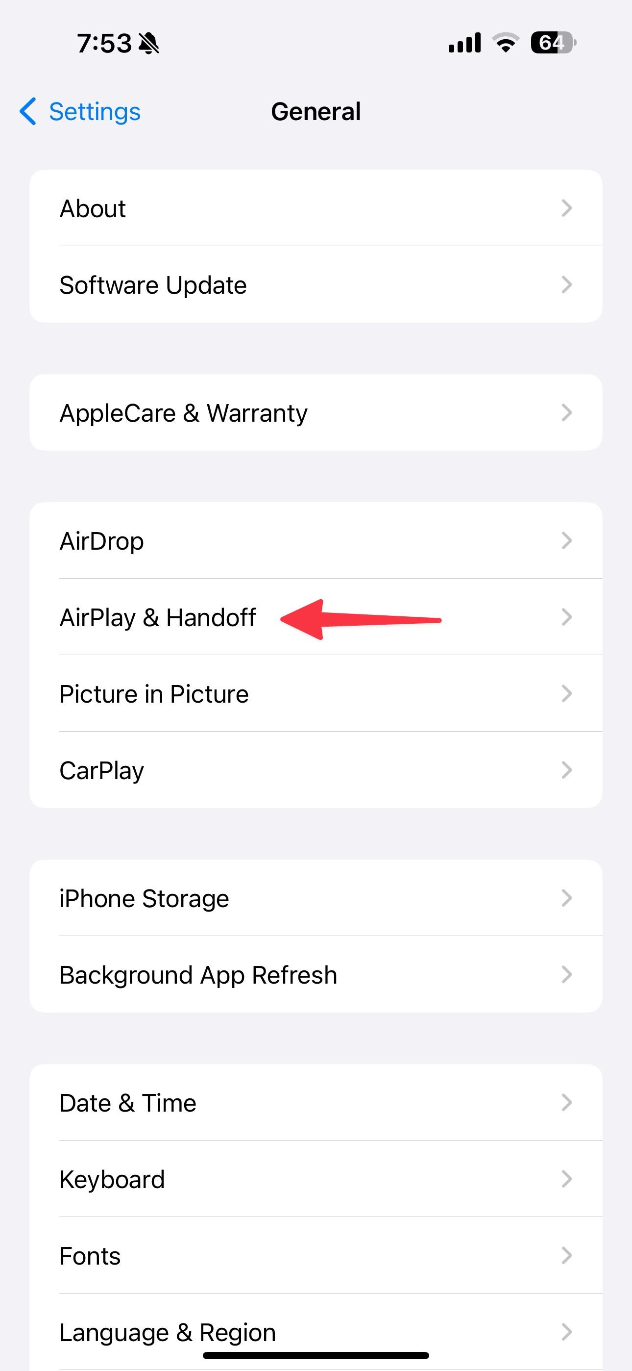 Uma captura de tela mostrando o AirPlay e o menu de transferência no iPhone