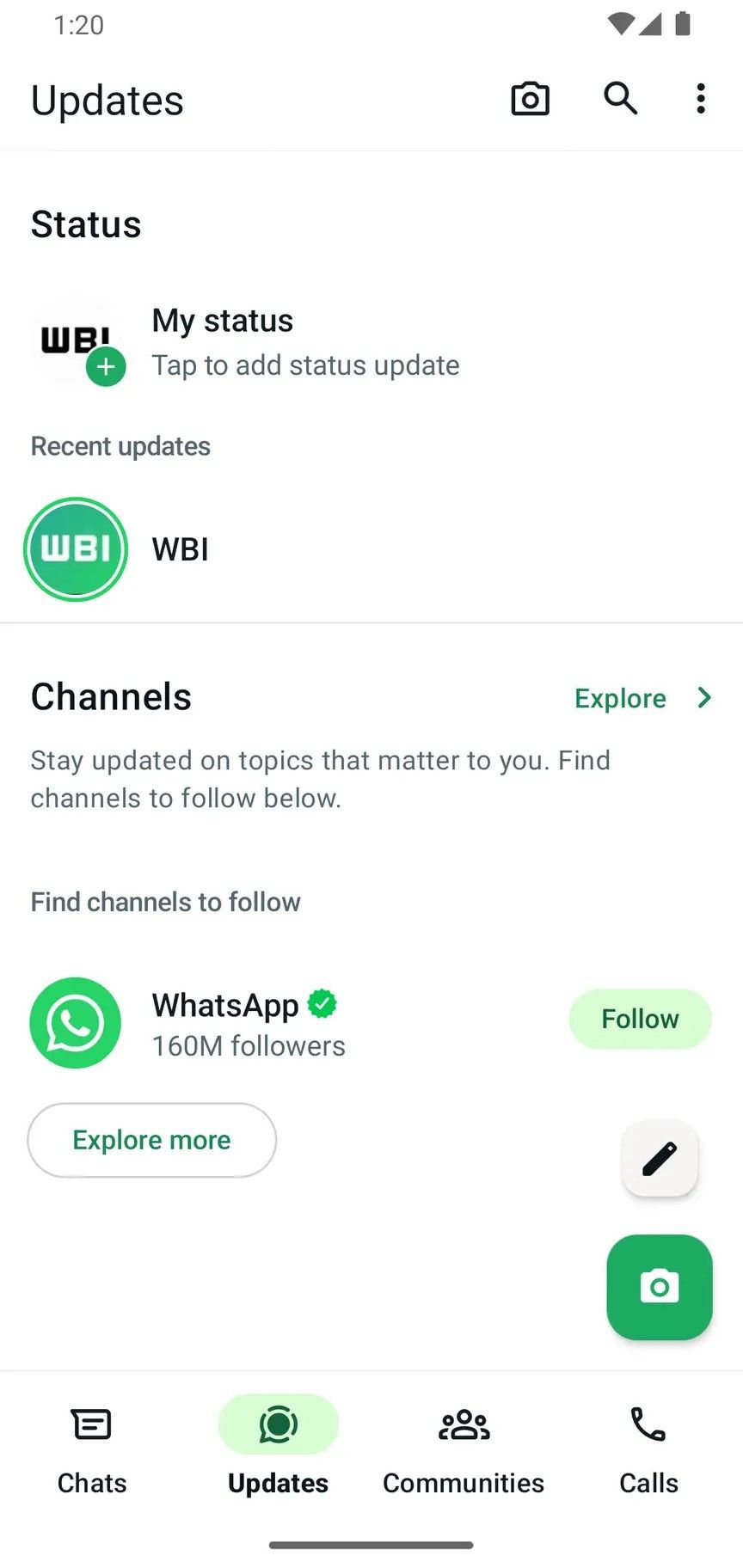 Classificação de atualizações de status de algoritmo do WhatsApp