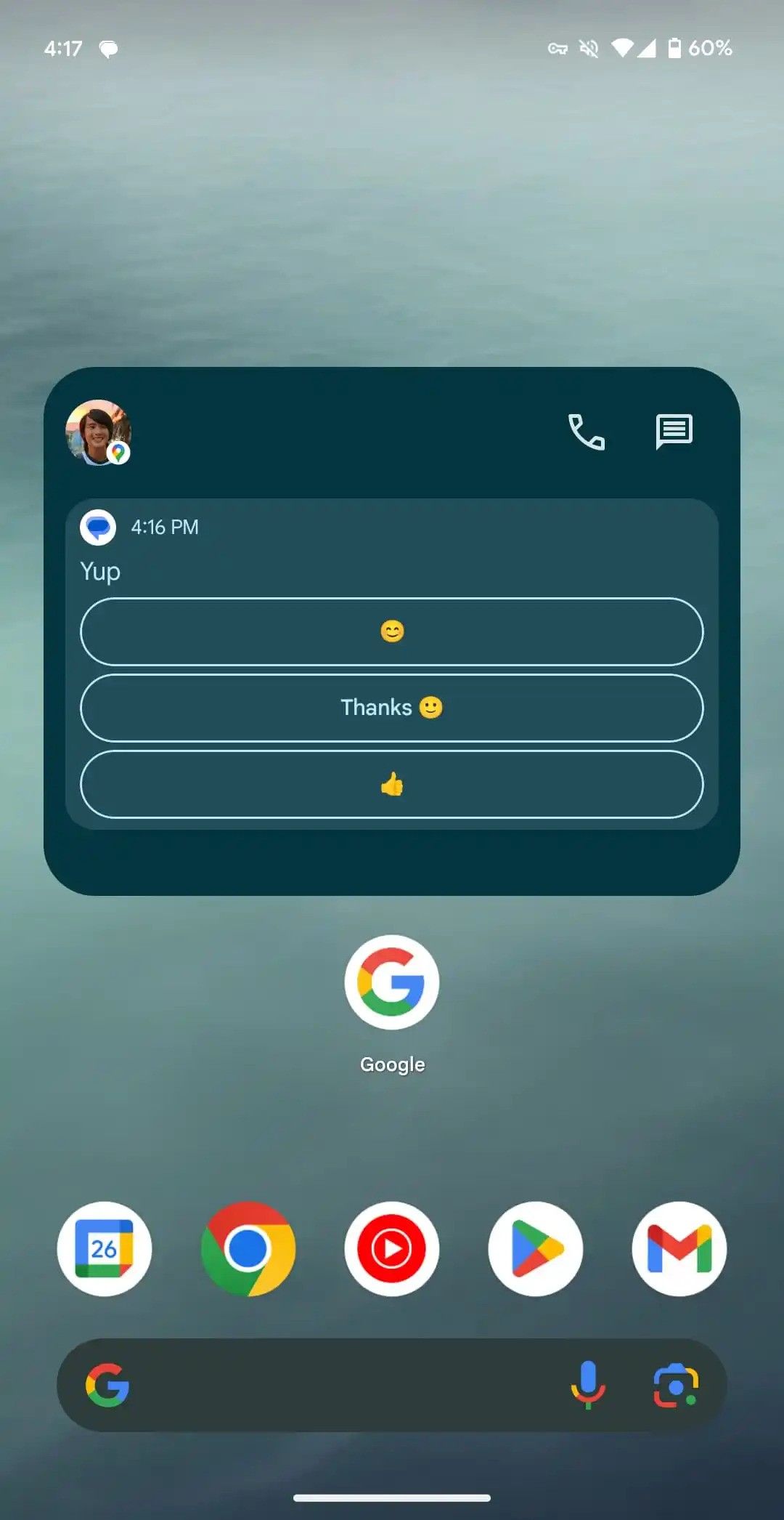 Widget de notificações de contatos do Google