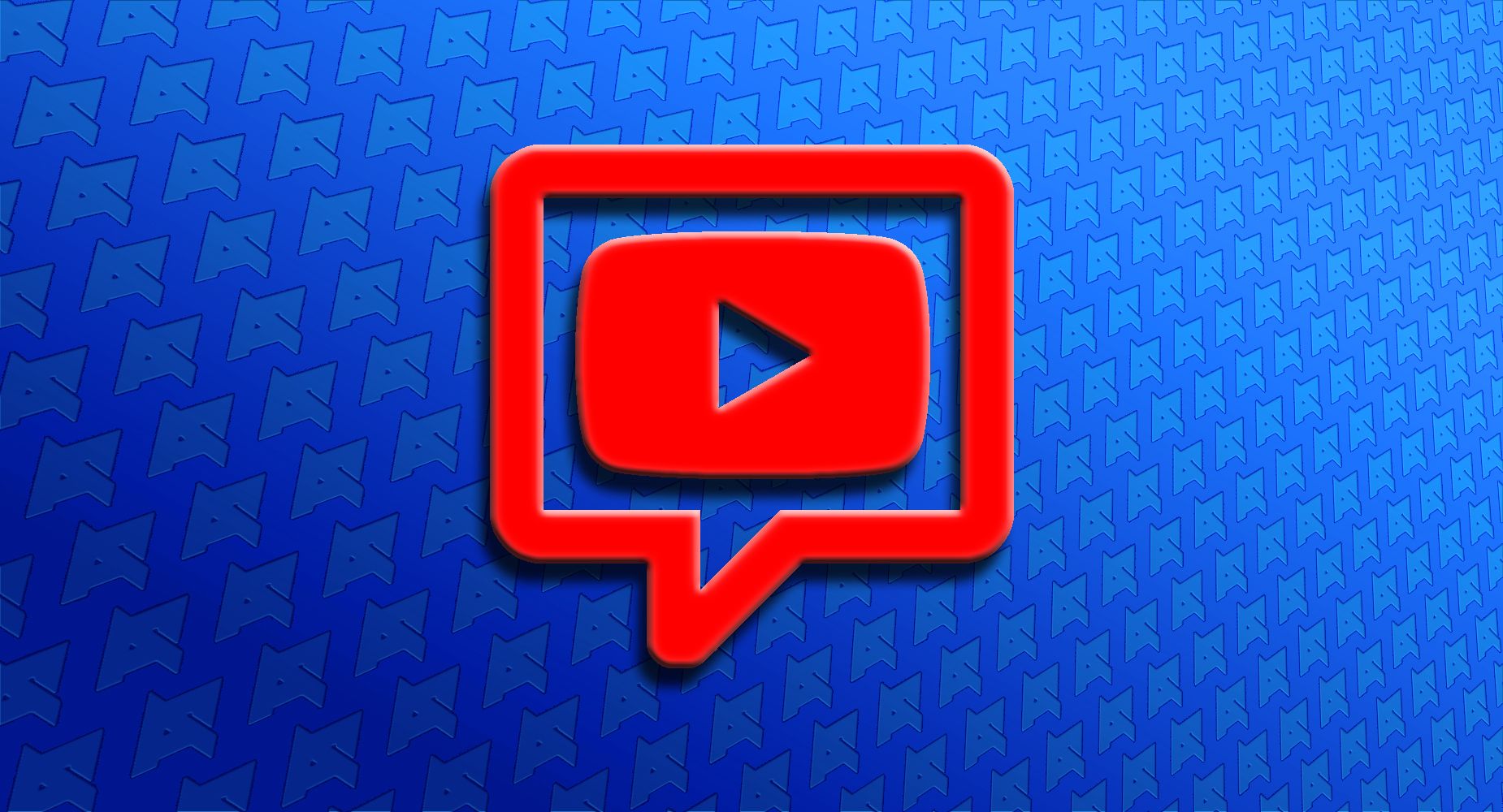 Logotipo do YouTube dentro de um ícone de comentário sobre um campo azul coberto com o logotipo do Android Police