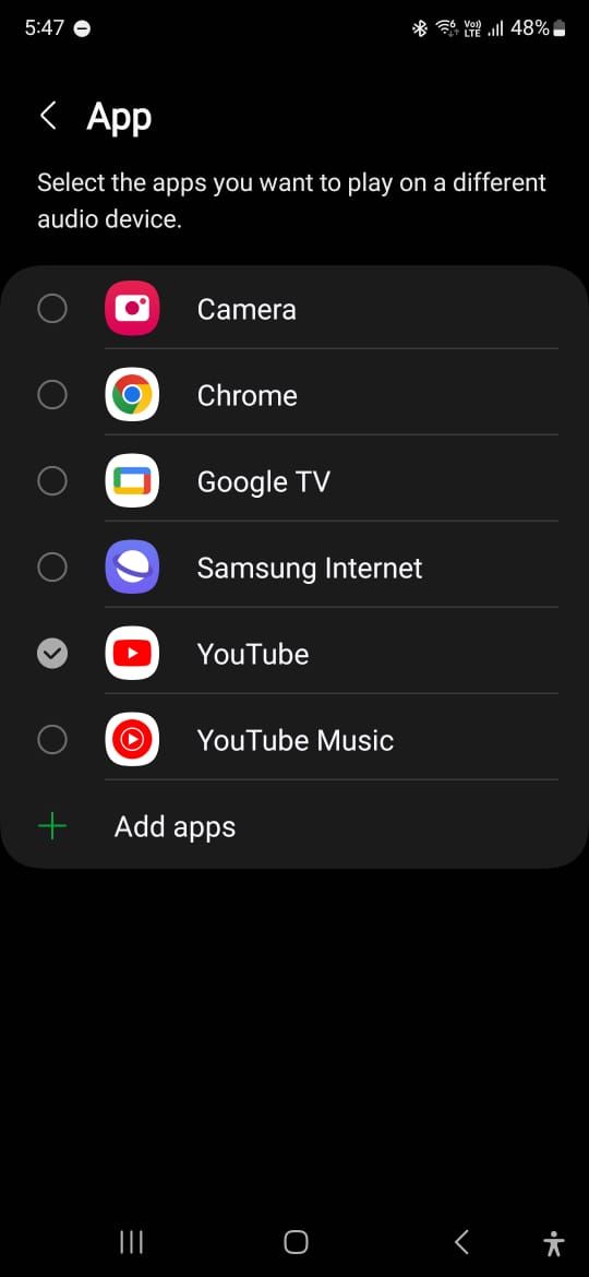 Captura de tela mostrando a página do aplicativo em um telefone Samsung