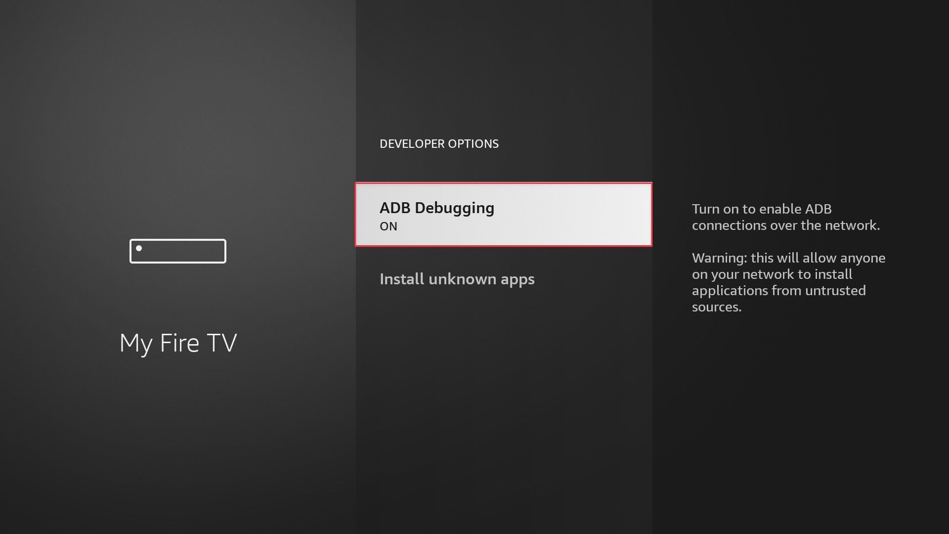Habilitar depuração ADB no Fire TV