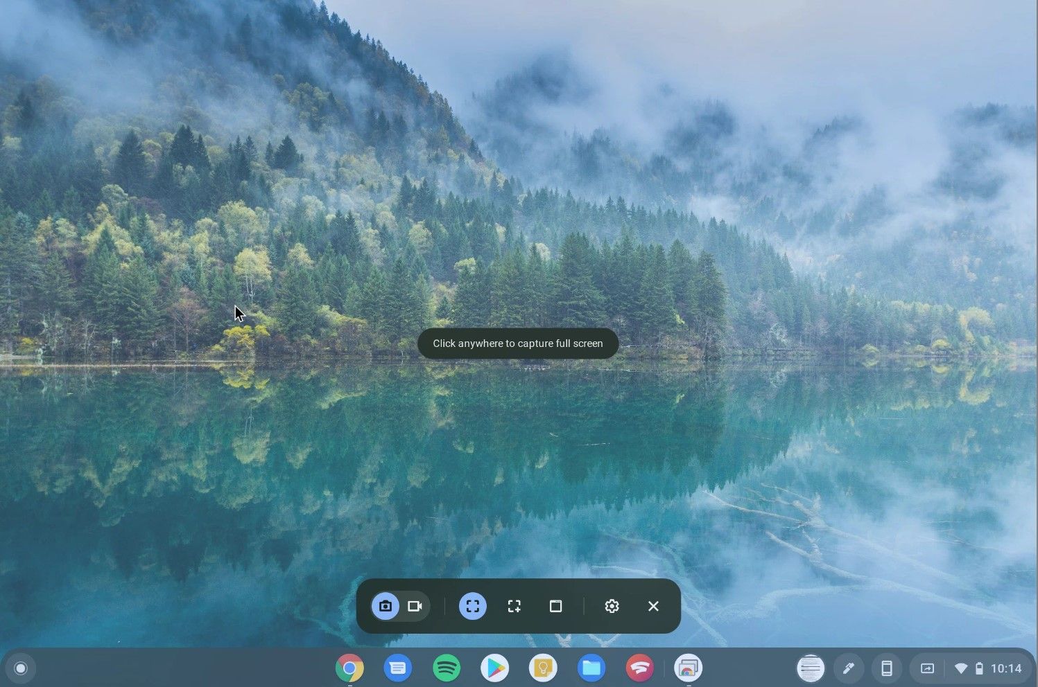 A ferramenta de captura de tela do Chrome OS para captura de tela em tela cheia.