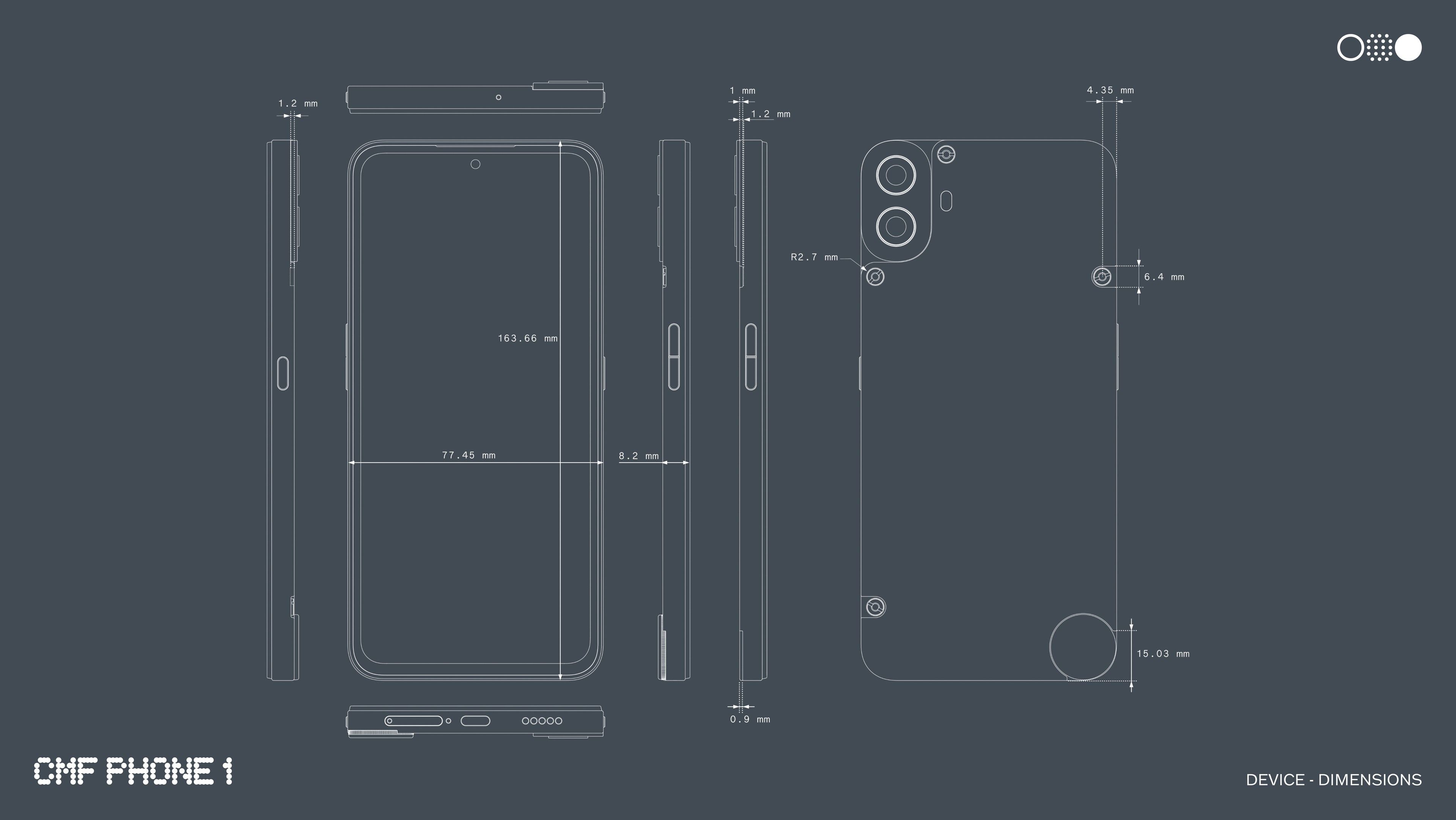 especificações de design para o painel traseiro do CMF Phone 1