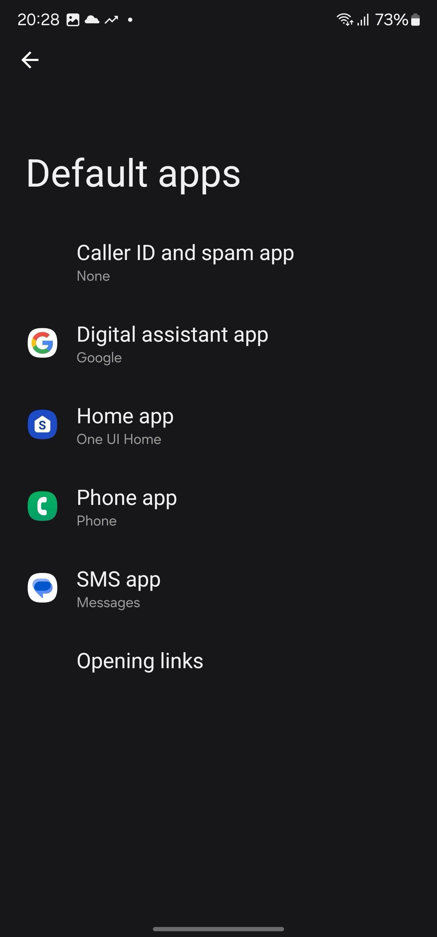 aplicativos padrão no telefone Samsung