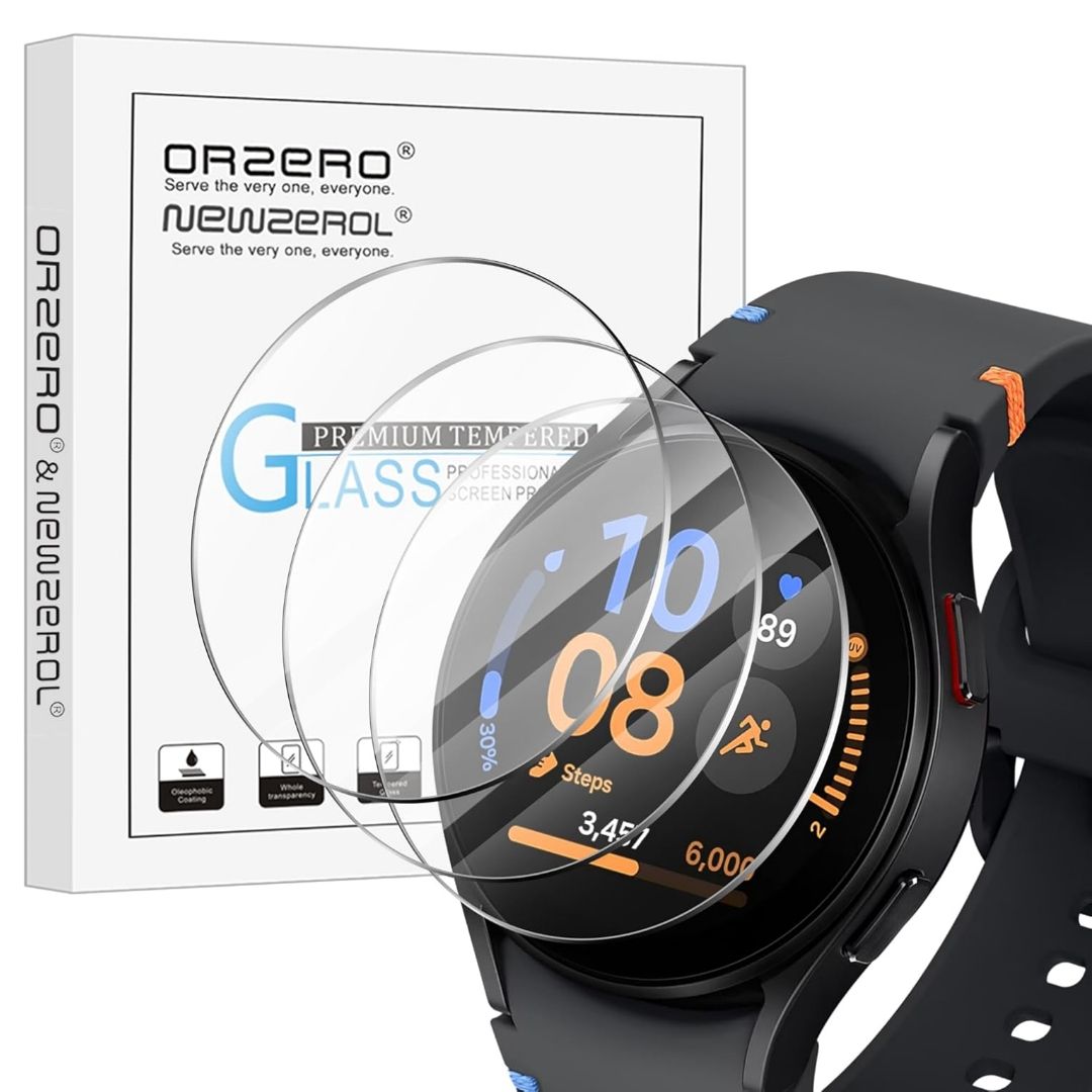 Vidro temperado Orzero para Galaxy Watch FE em um fundo branco