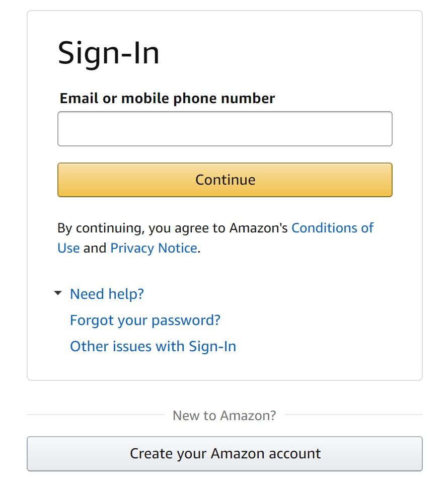 Janela pop-up de login na tela do desktop da Amazon