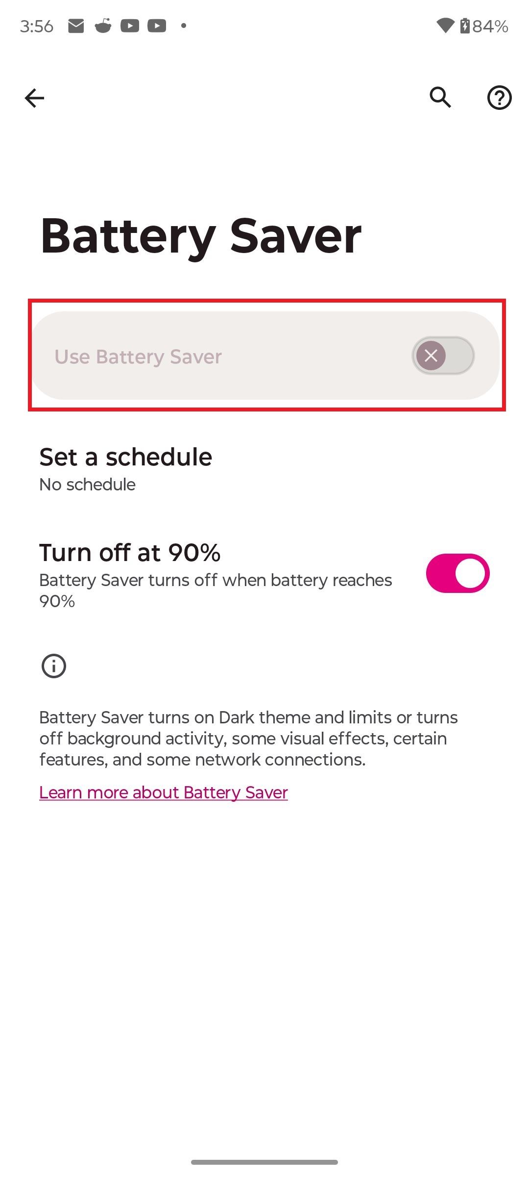 Captura de tela destacando o uso do Battery Saver no Moto G Stylus 5G 2024