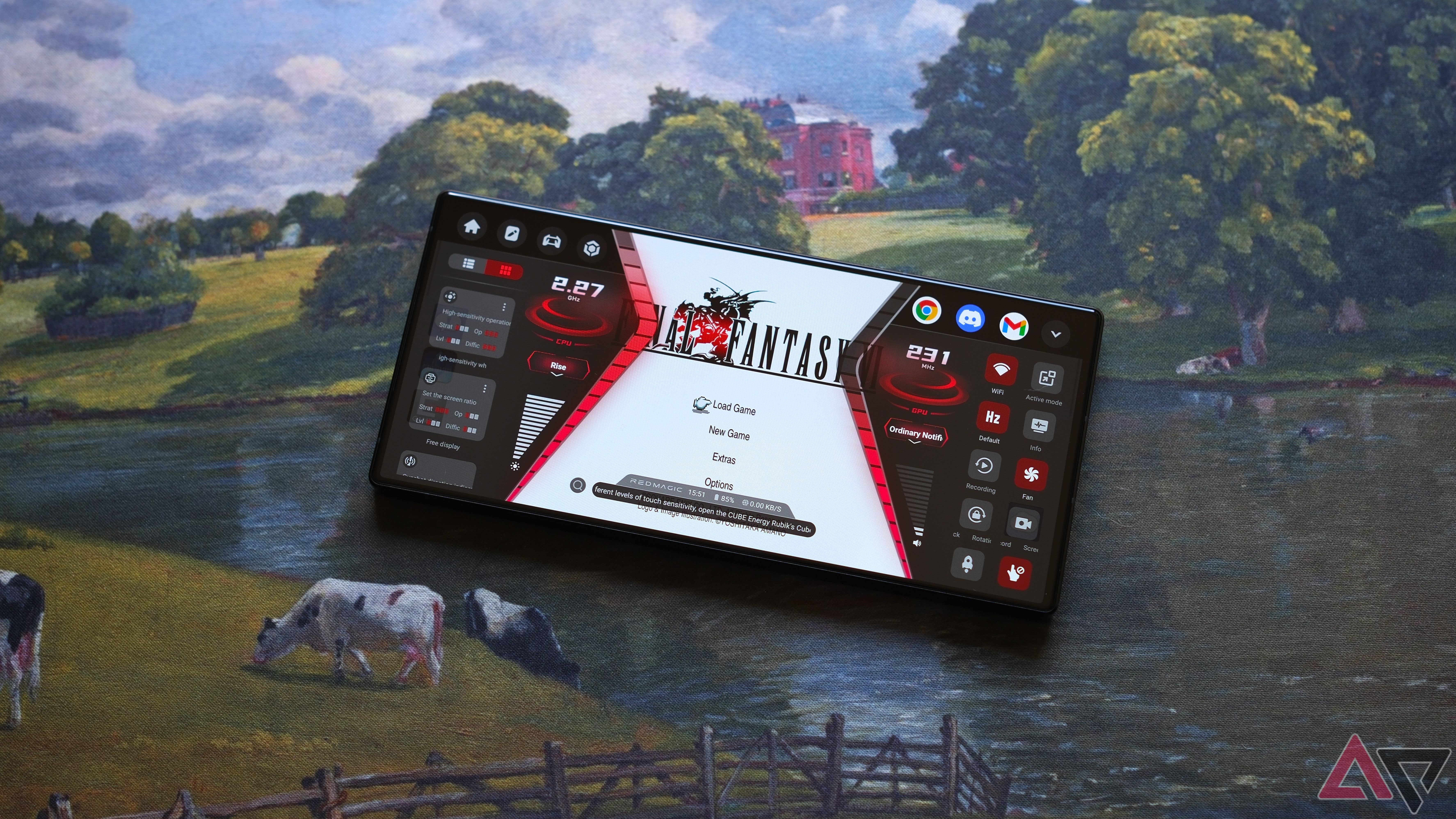 Redmagic 9S Pro mostrando software para personalizar a jogabilidade e o desempenho dos jogos