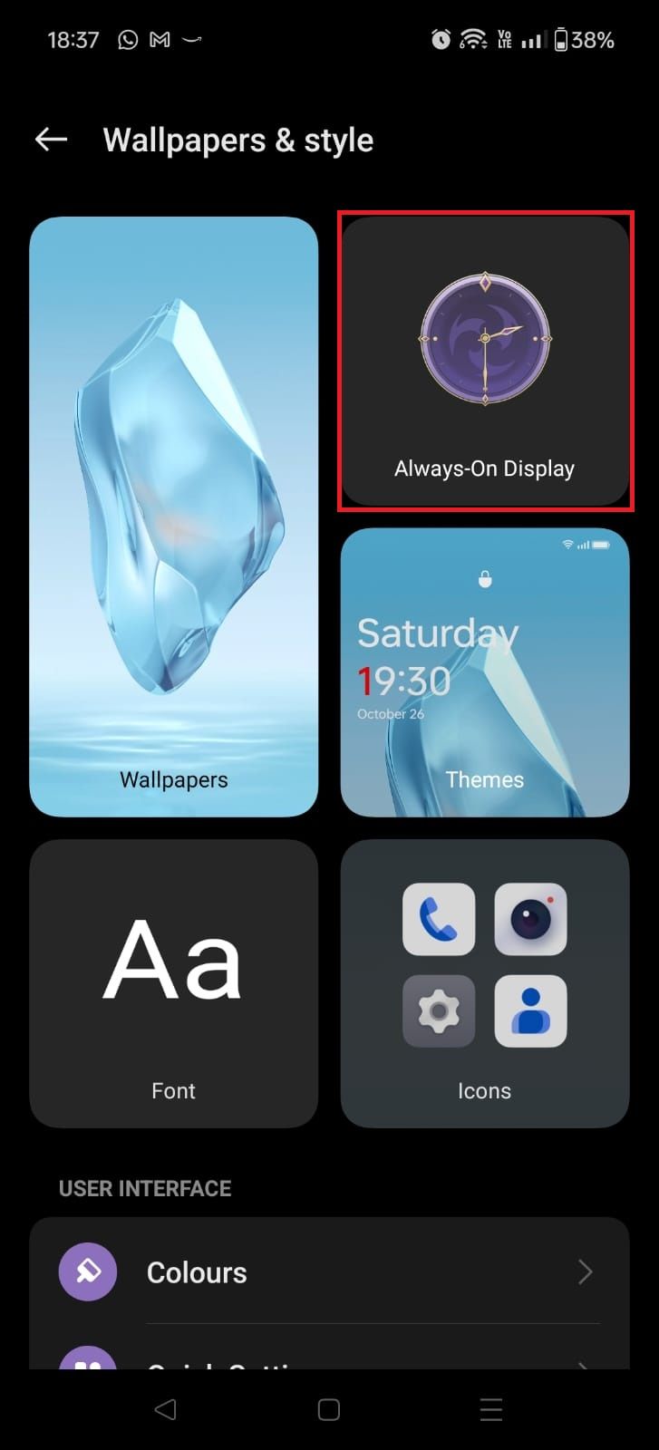 Captura de tela destacando o Always-On Display no OnePlus 12R