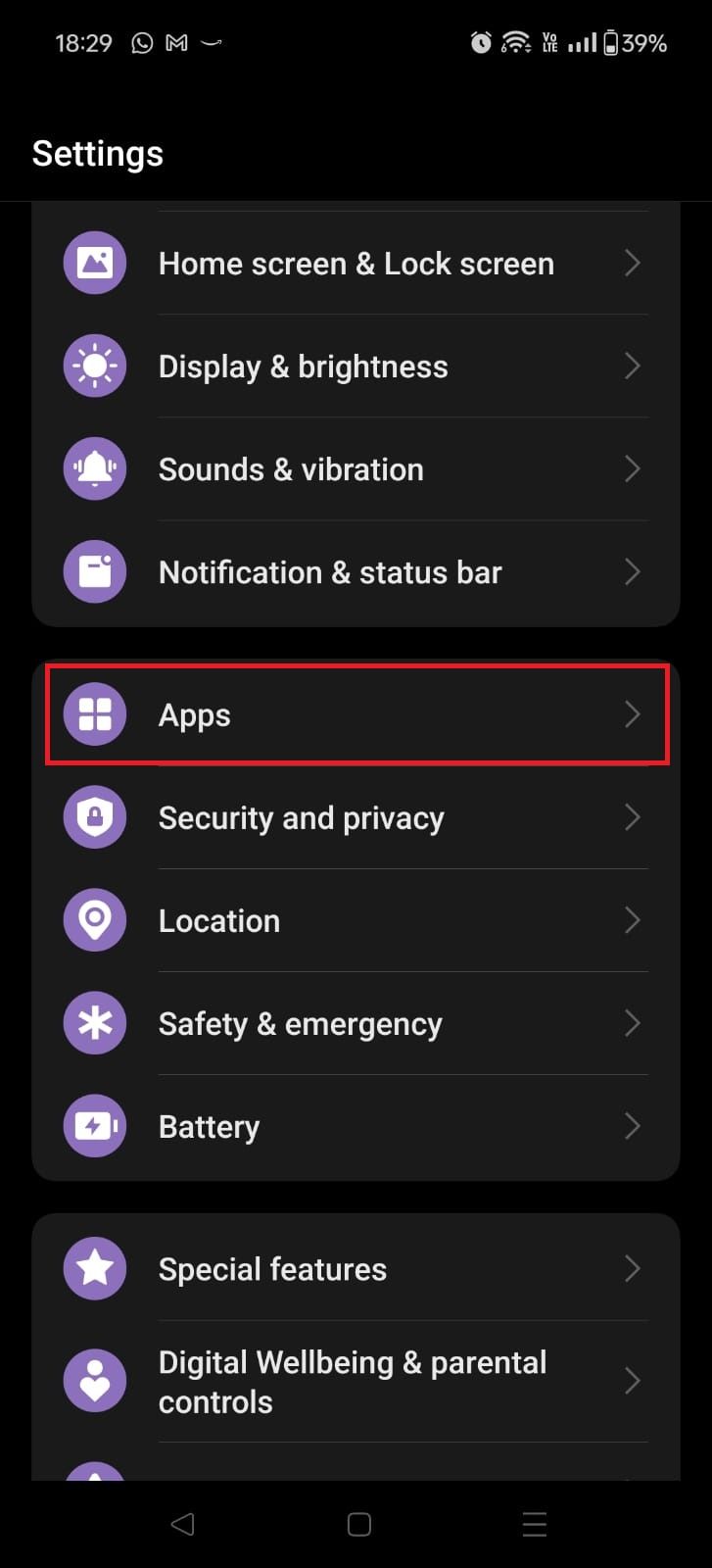 Captura de tela destacando aplicativos no OnePlus 12R