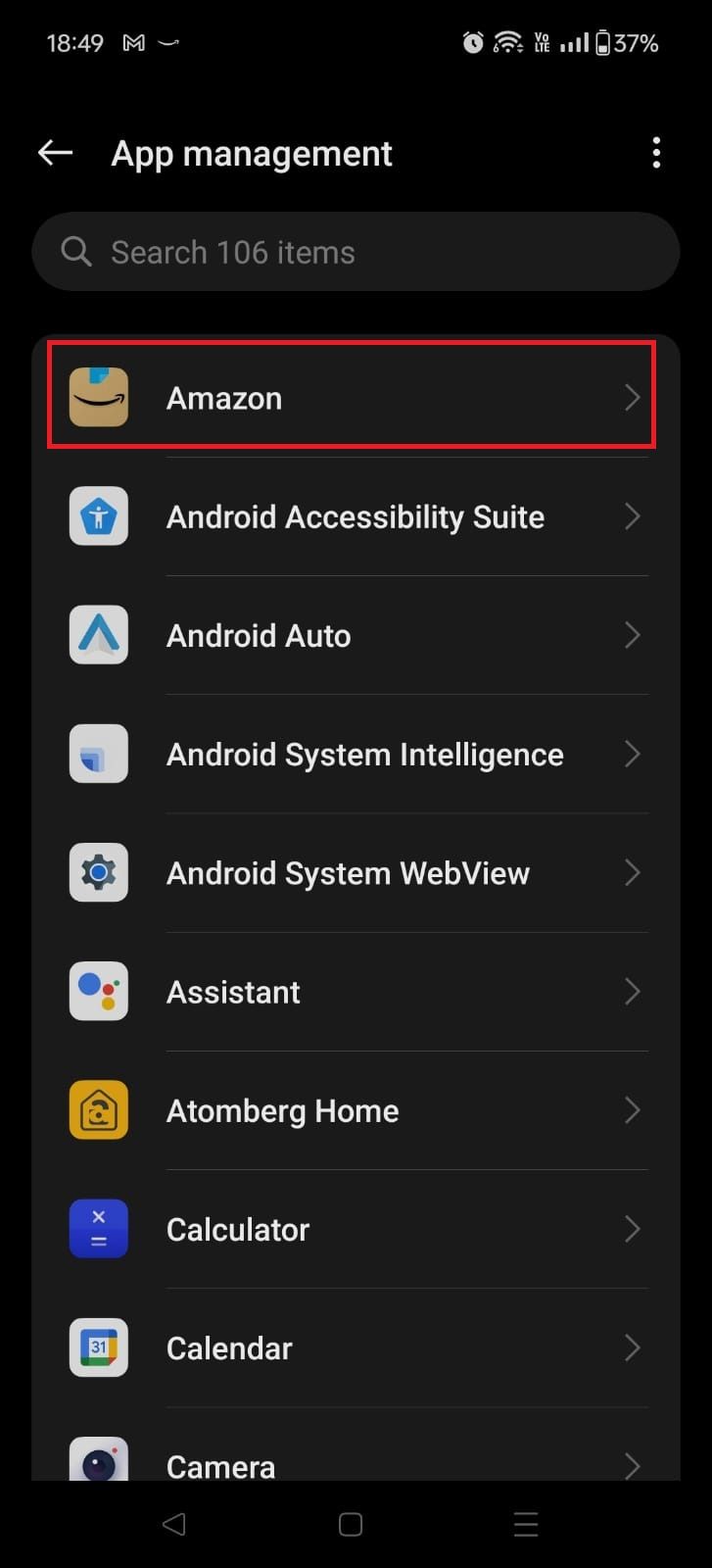Captura de tela destacando um aplicativo no OnePlus 12R