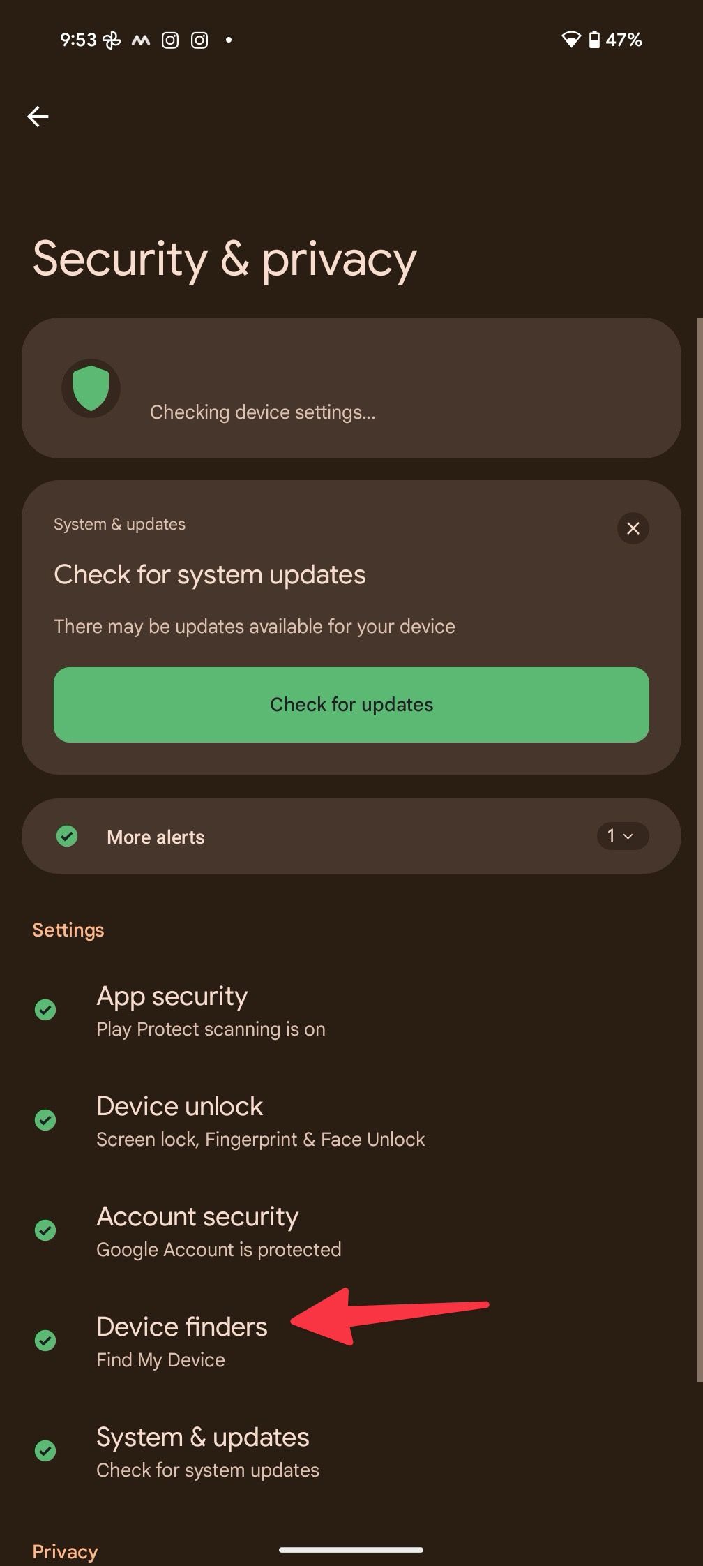 menu localizadores de dispositivos no Android