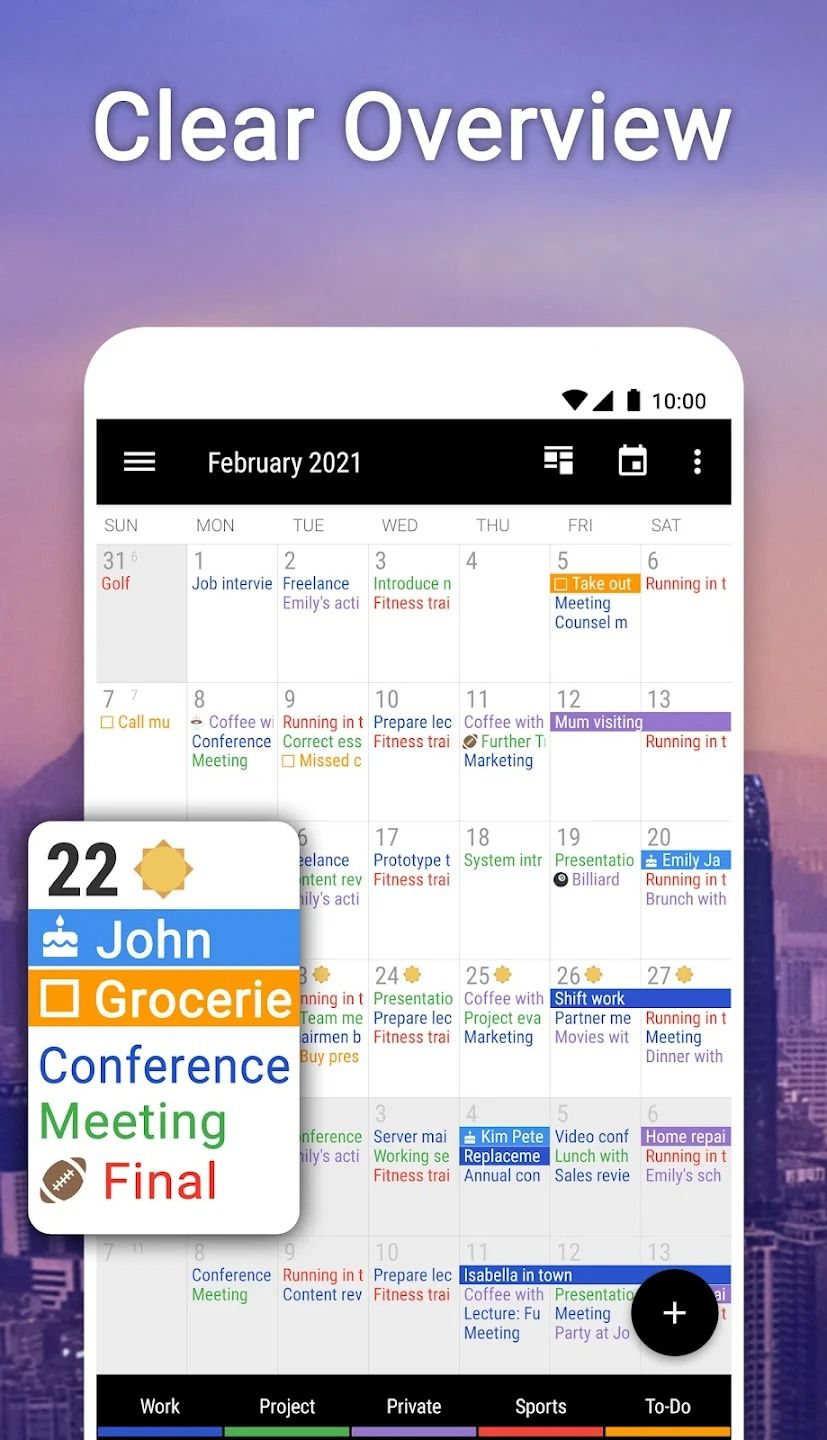 aplicativo de calendário empresarial visualização diária