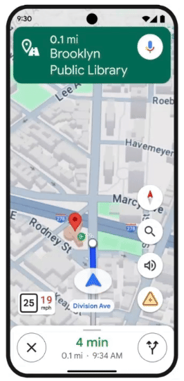 Um GIF destacando o novo recurso de destaque de destino do Google Maps.