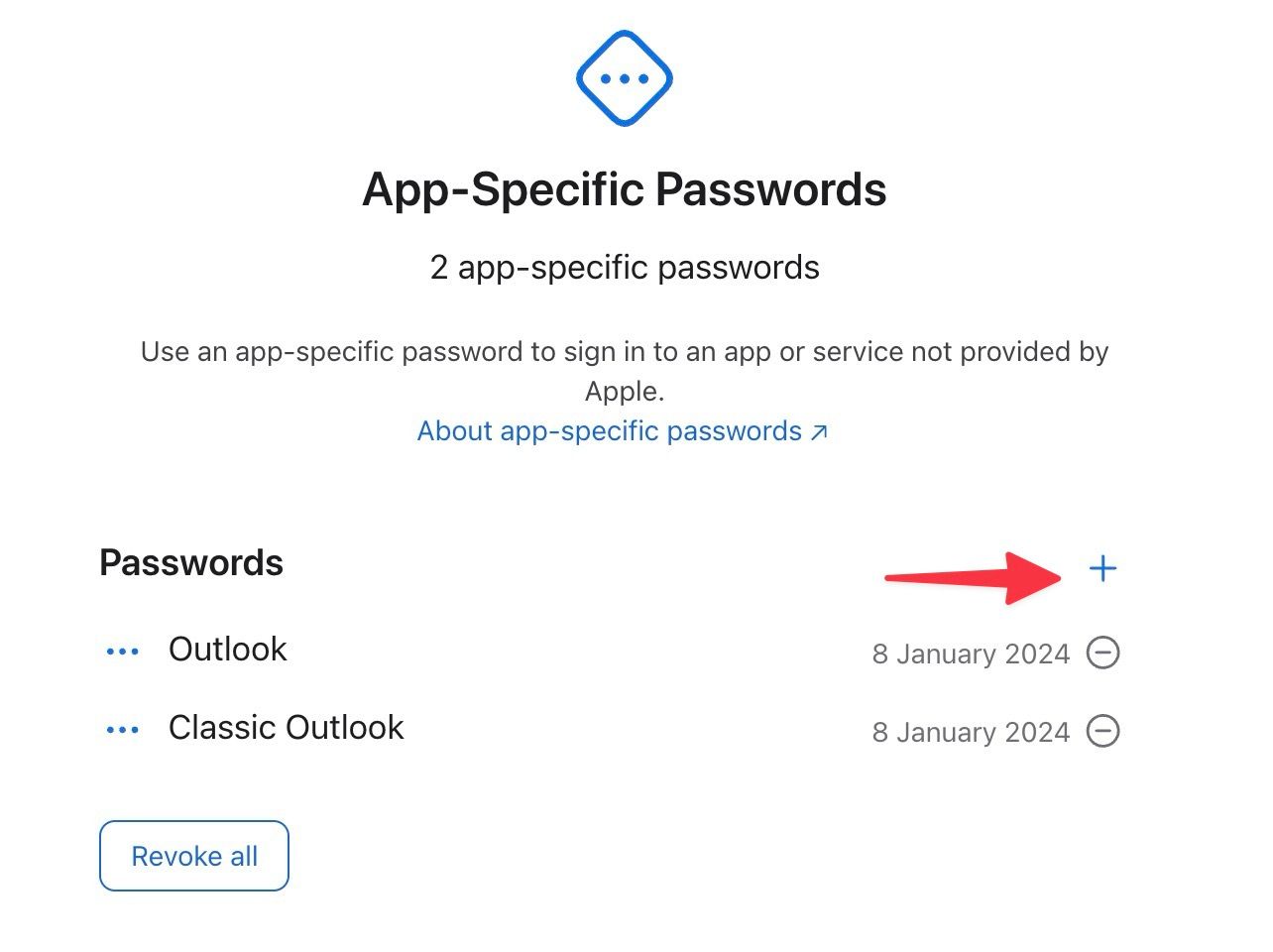 crie uma nova senha específica do aplicativo no iCloud