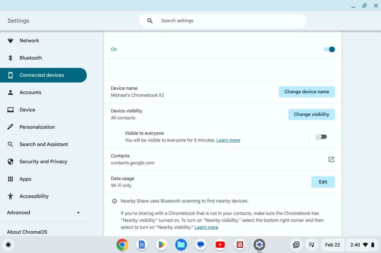 Captura de tela Nearby_Share_settings_on_Chrome_OS-1297