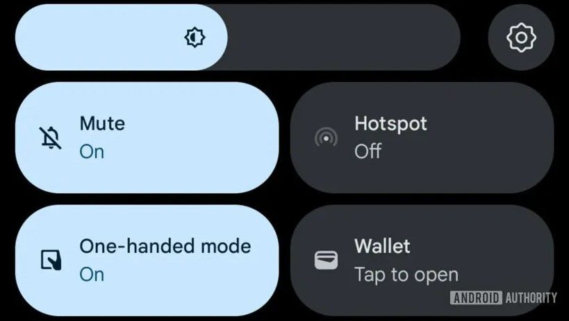 Uma captura de tela da carteira nativa no painel de configurações rápidas.