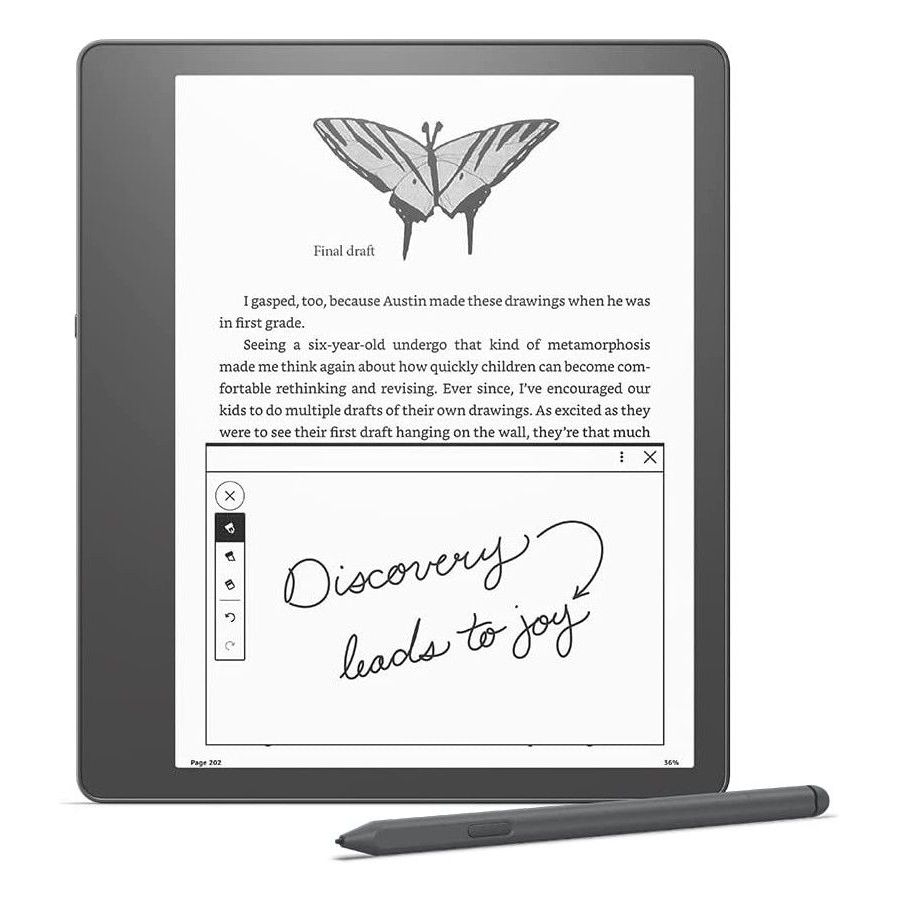 Render do Amazon Kindle Scribe fundo branco com caneta