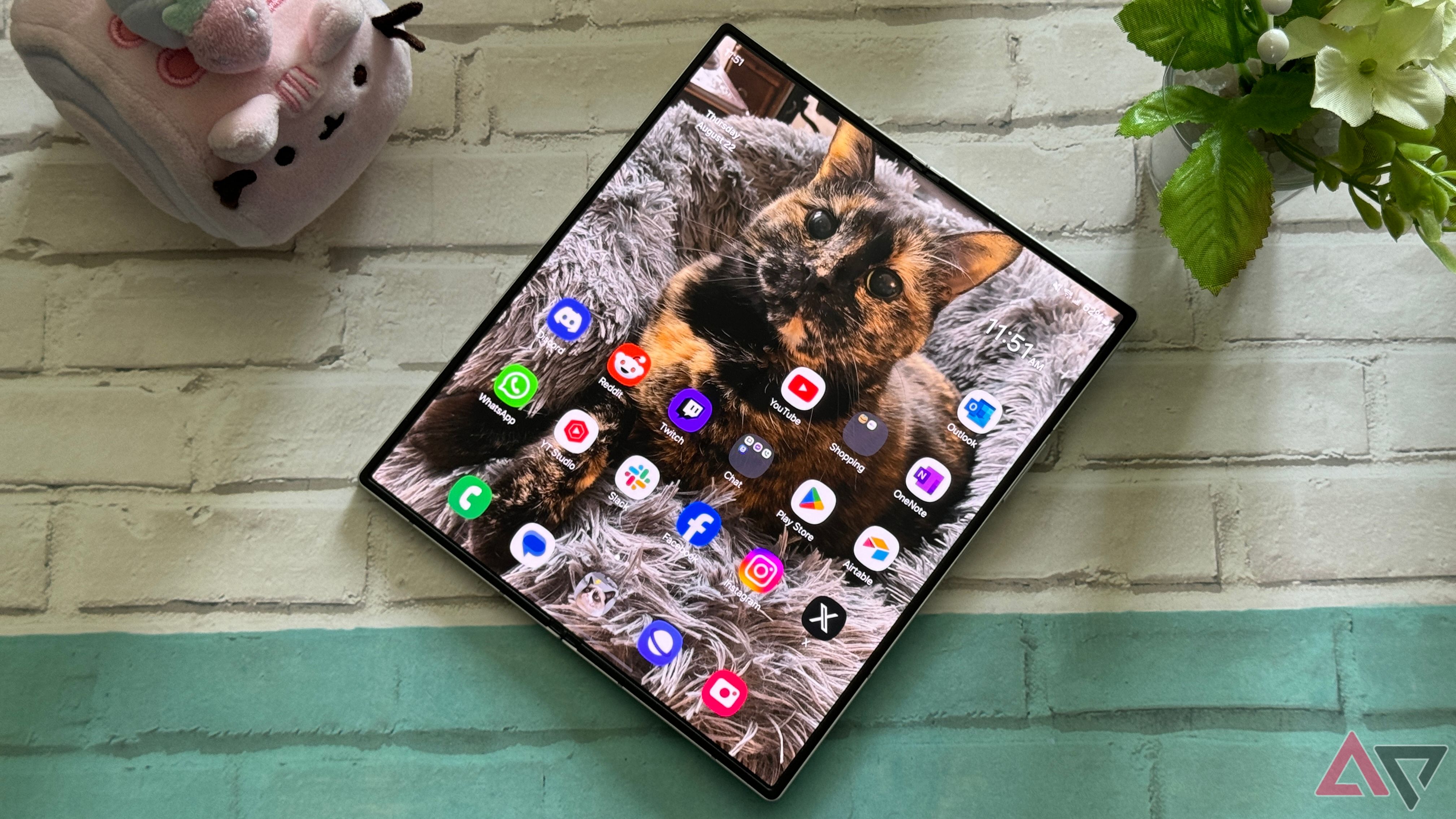 Tela interna do Samsung Galaxy Z Fold 6 exibe o gato mais lindo de todos os tempos