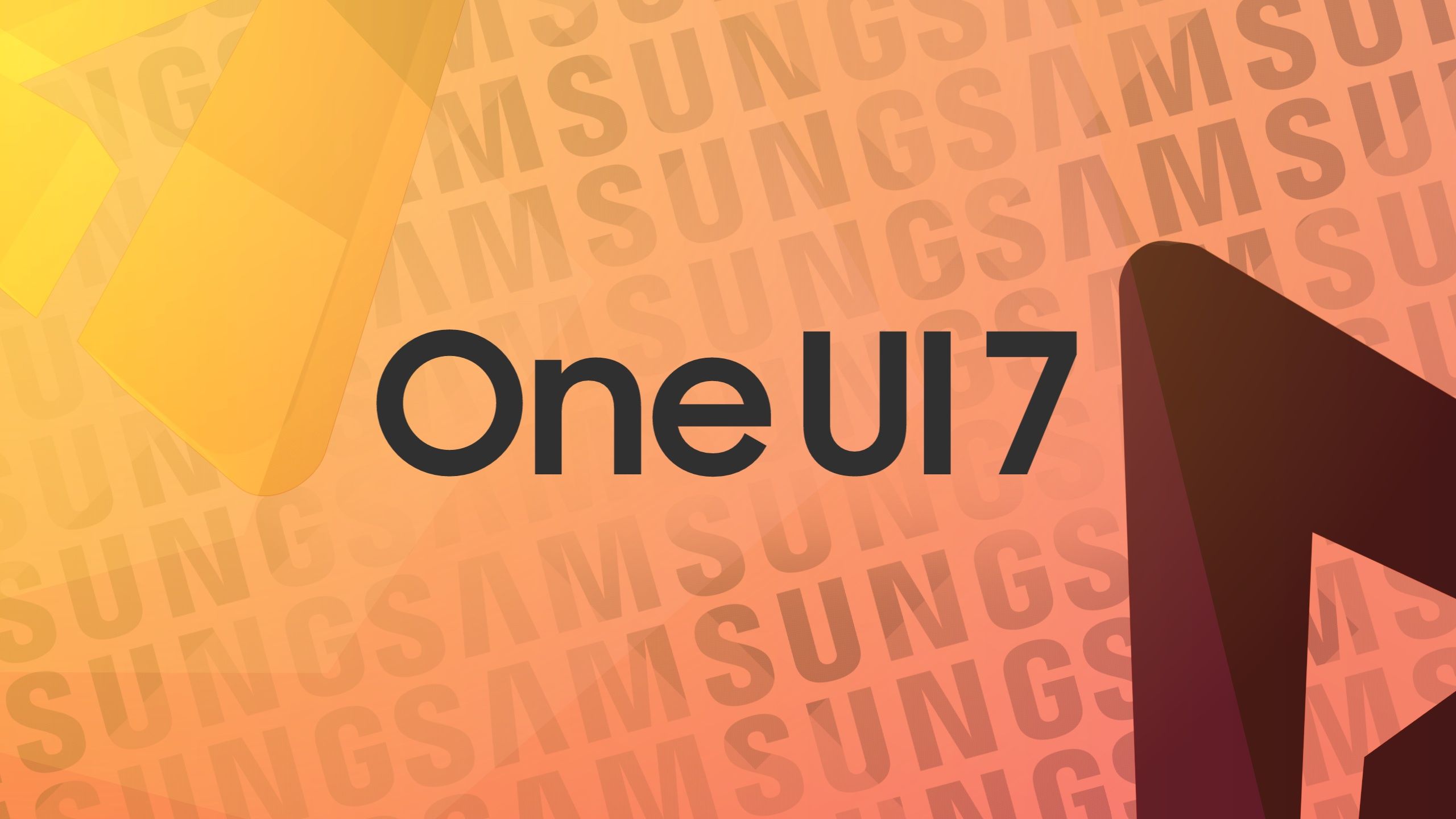 Um gráfico laranja que diz 'One UI 7' sobre a marca da Samsung.