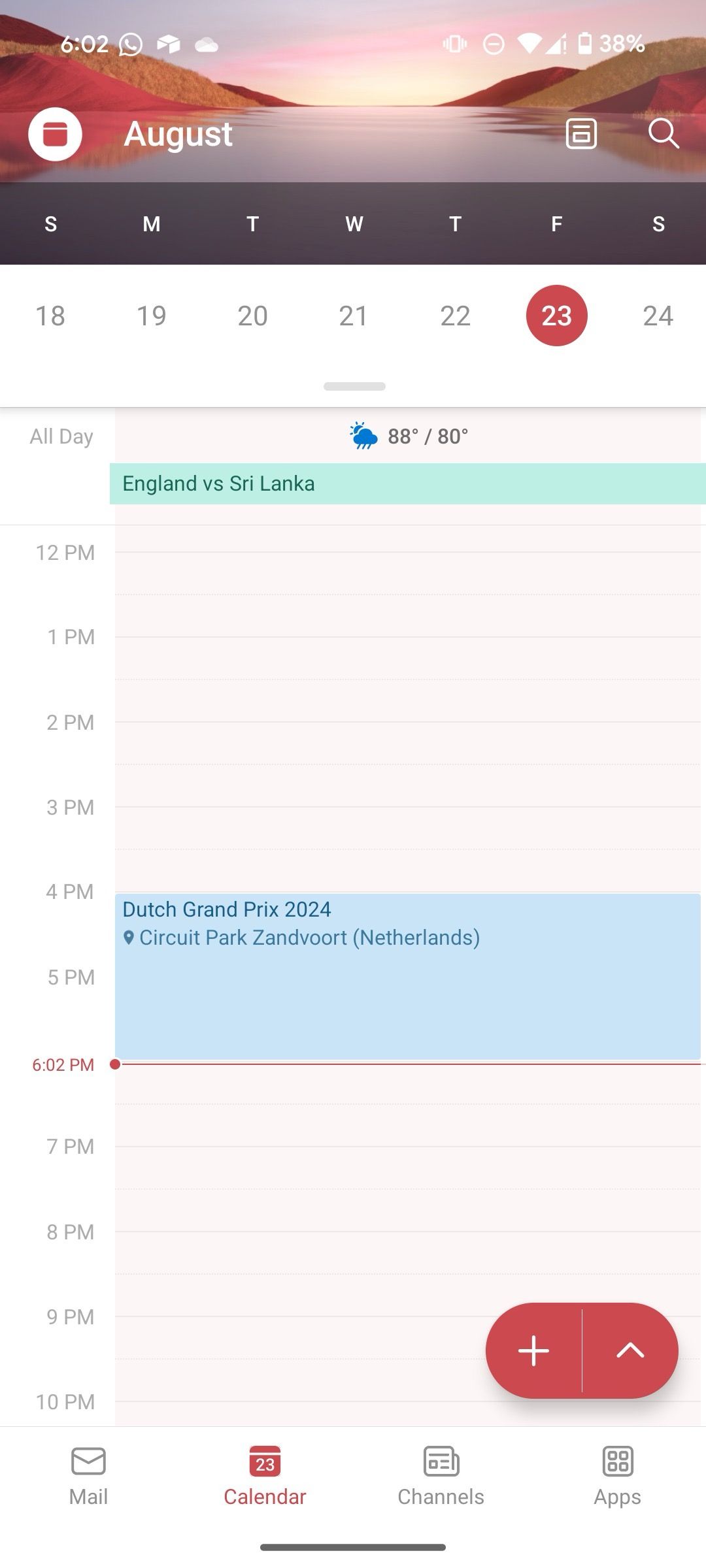 visualização de calendário de agenda no Outlook