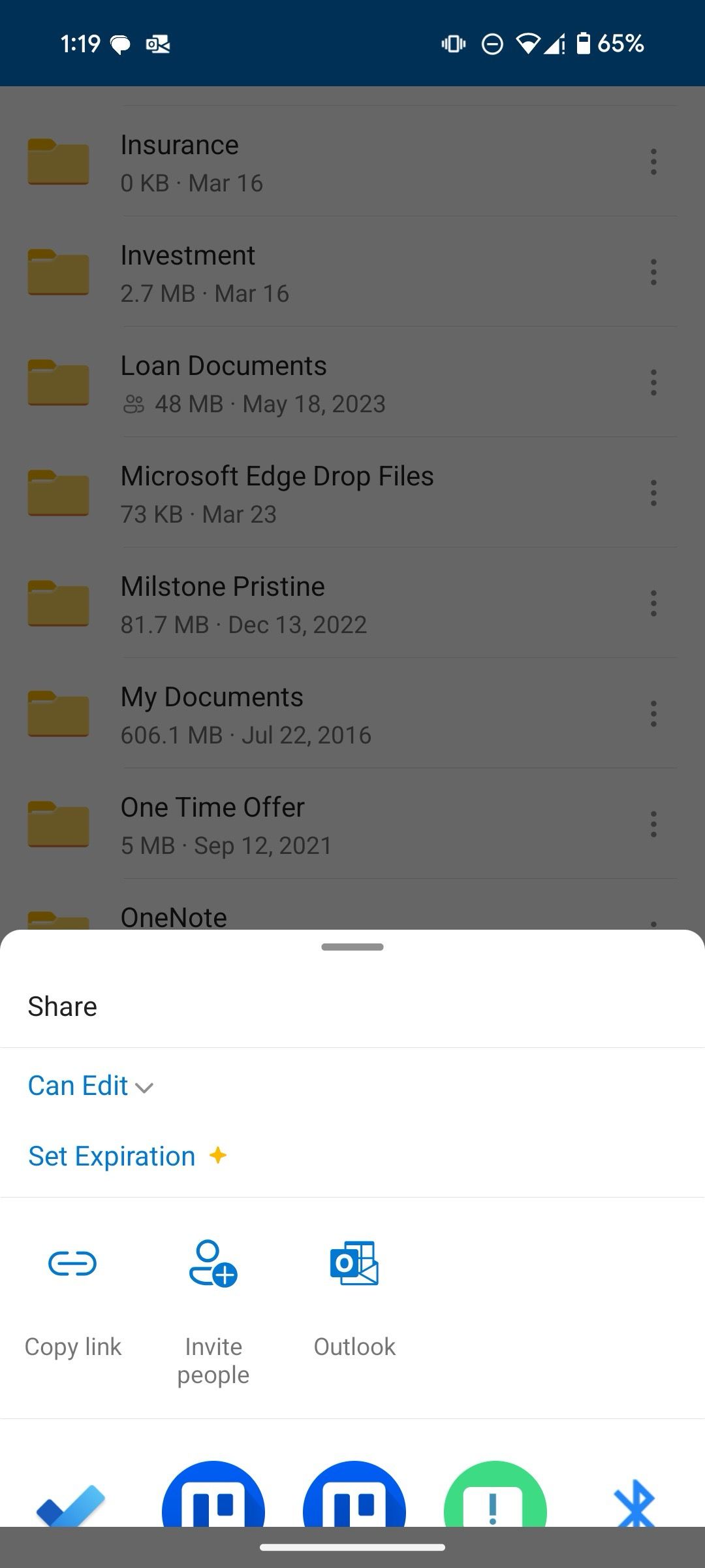 uma opção para adicionar data de expiração aos links do OneDrive