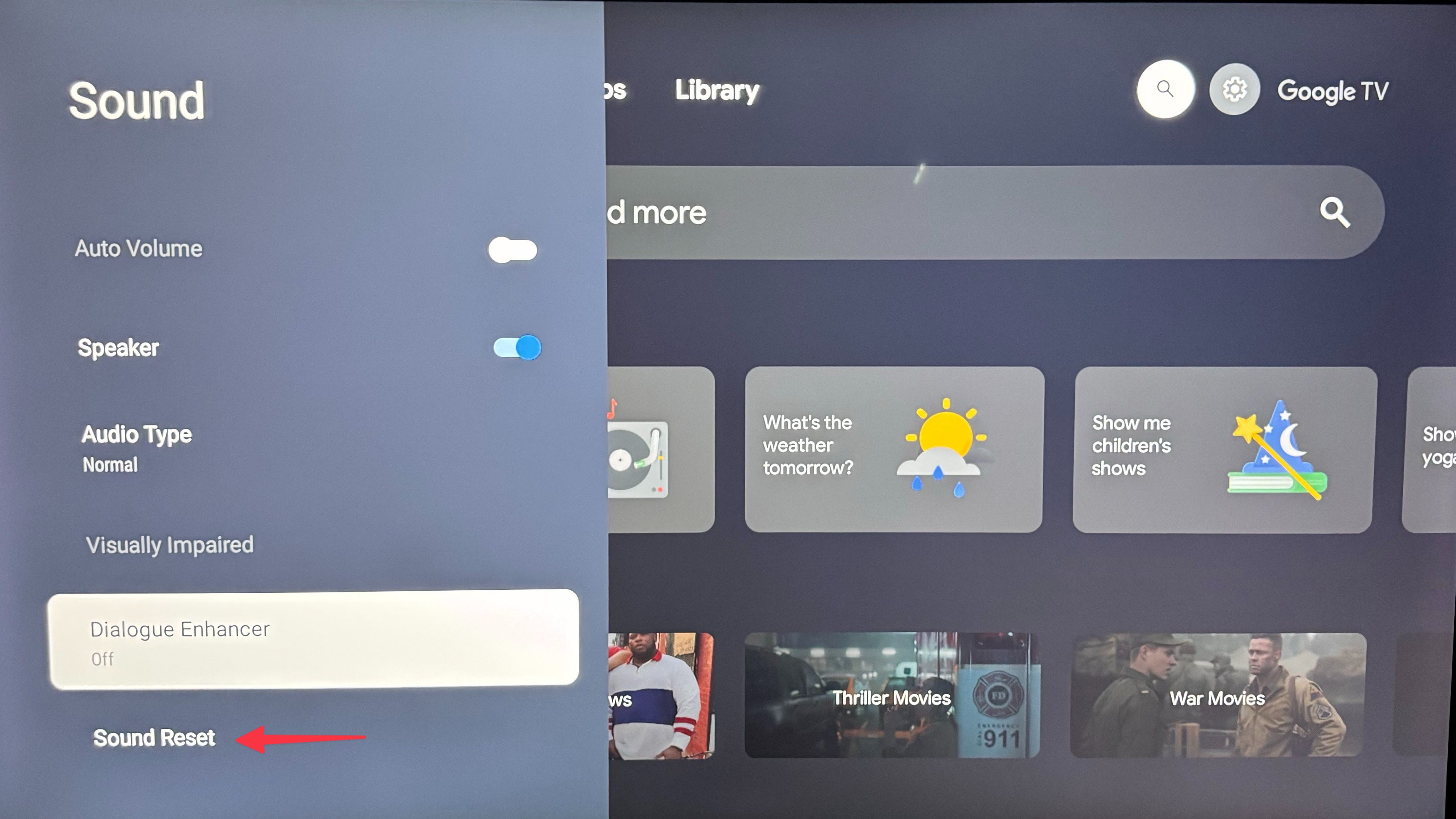 Redefinir som nas configurações do Google TV