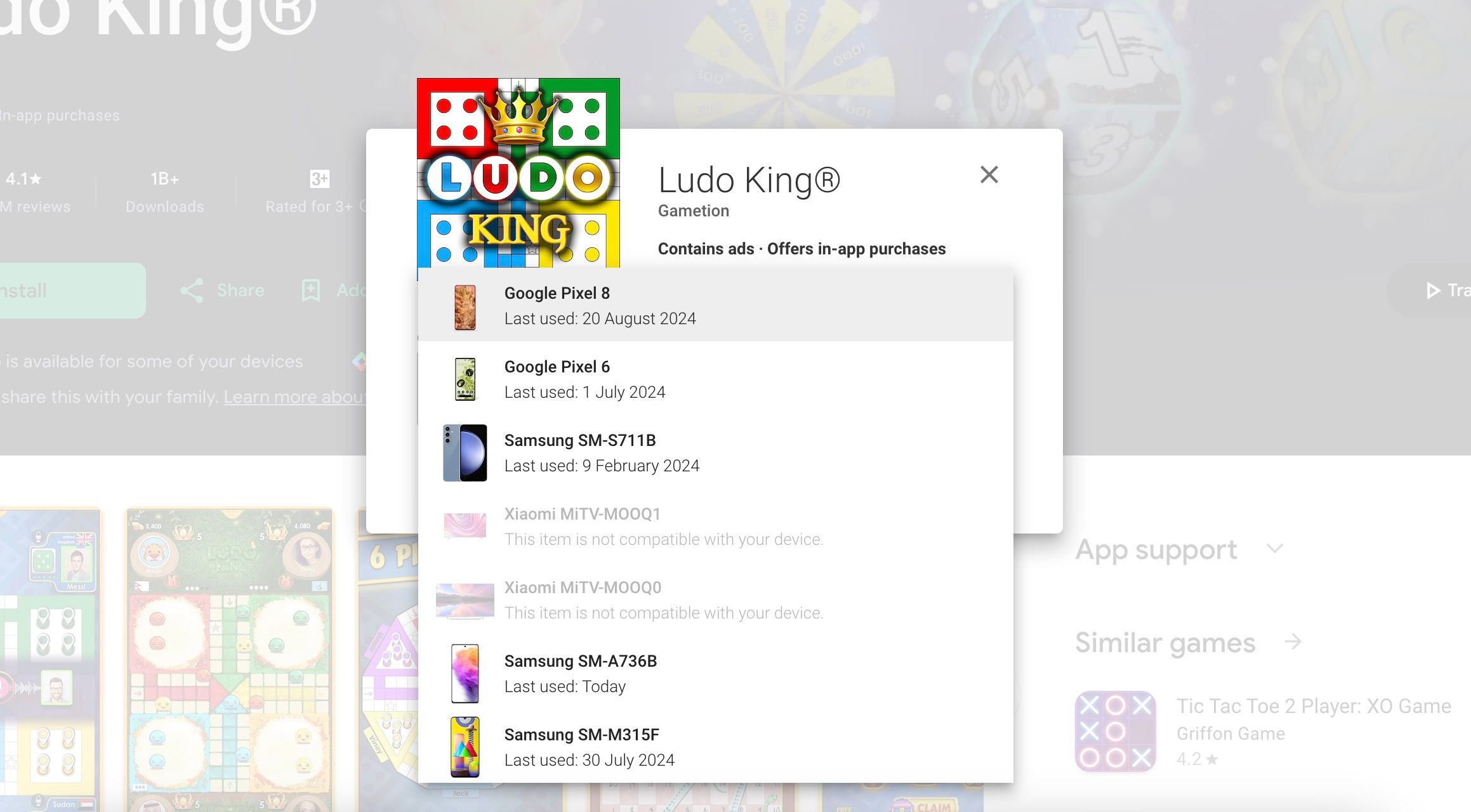 Instalar menu na web da Google Store