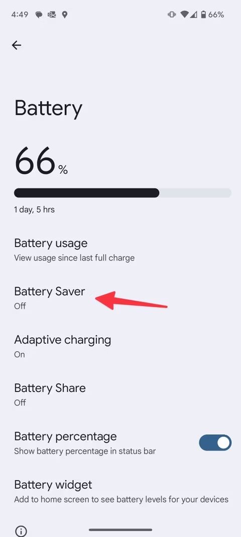 Captura de tela destacando o Battery Saver no Pixel 9 Pro