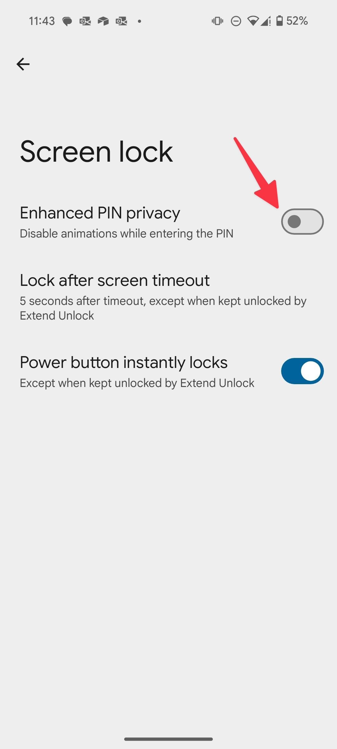 privacidade de PIN aprimorada no Android