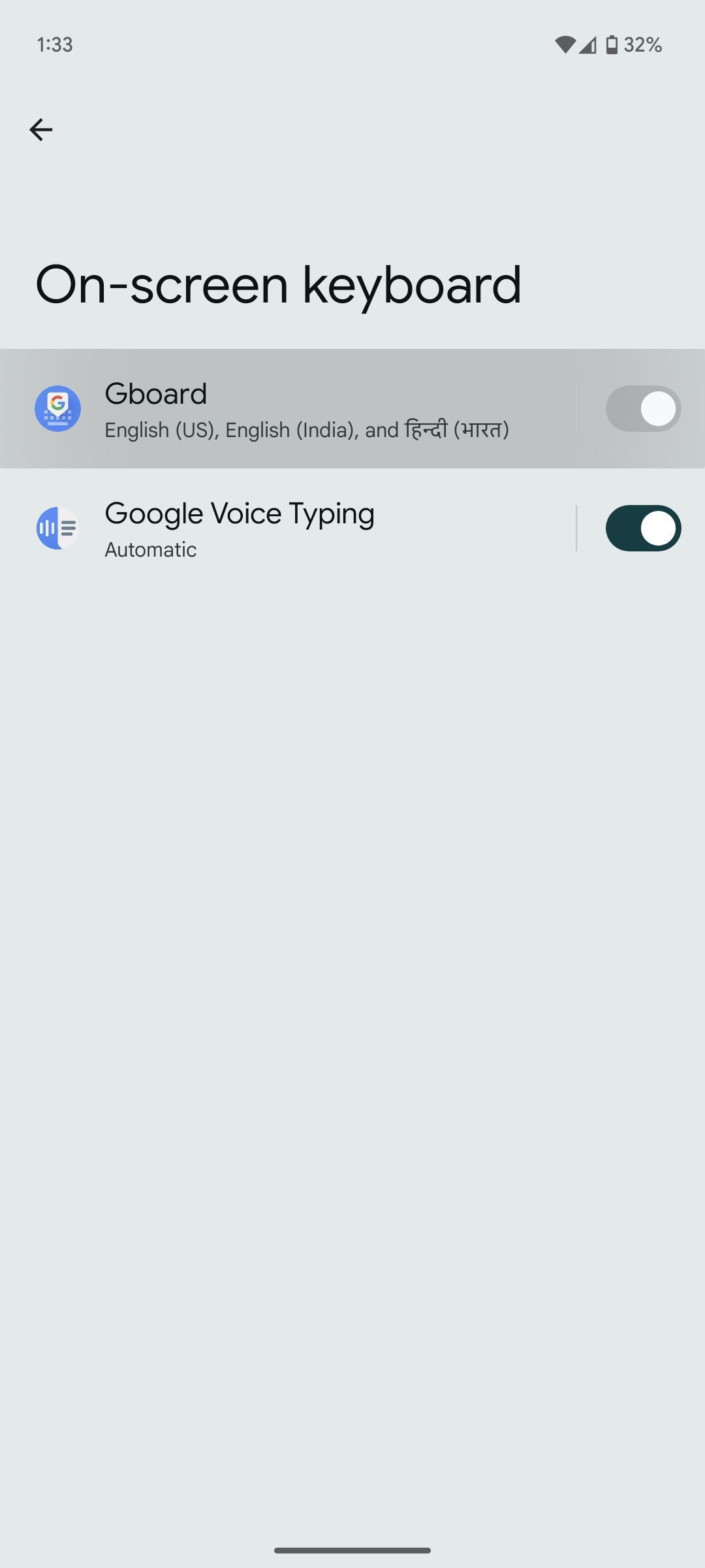 Captura de tela destacando o Gboard em um telefone Google Pixel