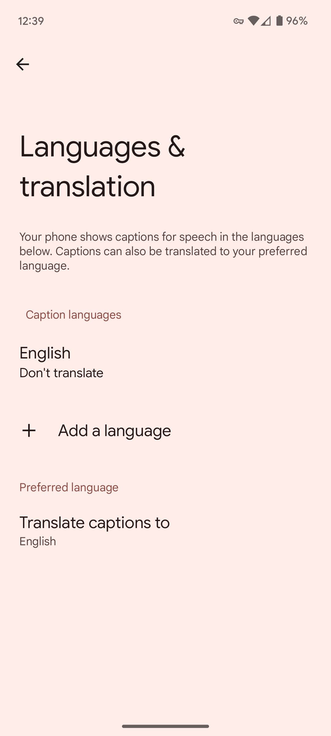 Configurações de idiomas e tradução de legendas ao vivo em um telefone Google Pixel