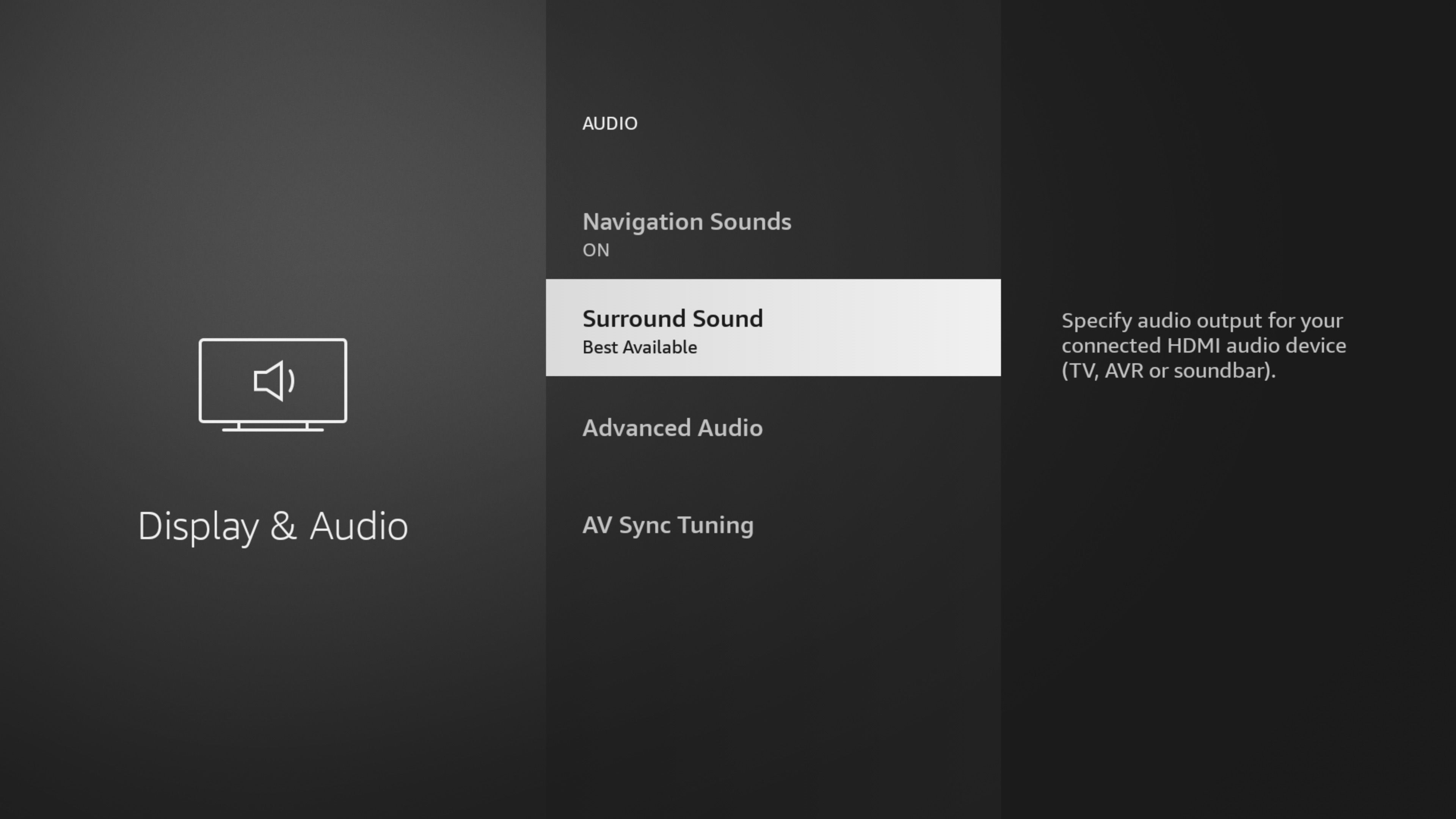 Definir som surround na Fire TV