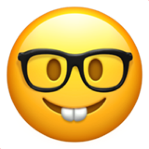 Imagem de emoji de cara de nerd no iOS