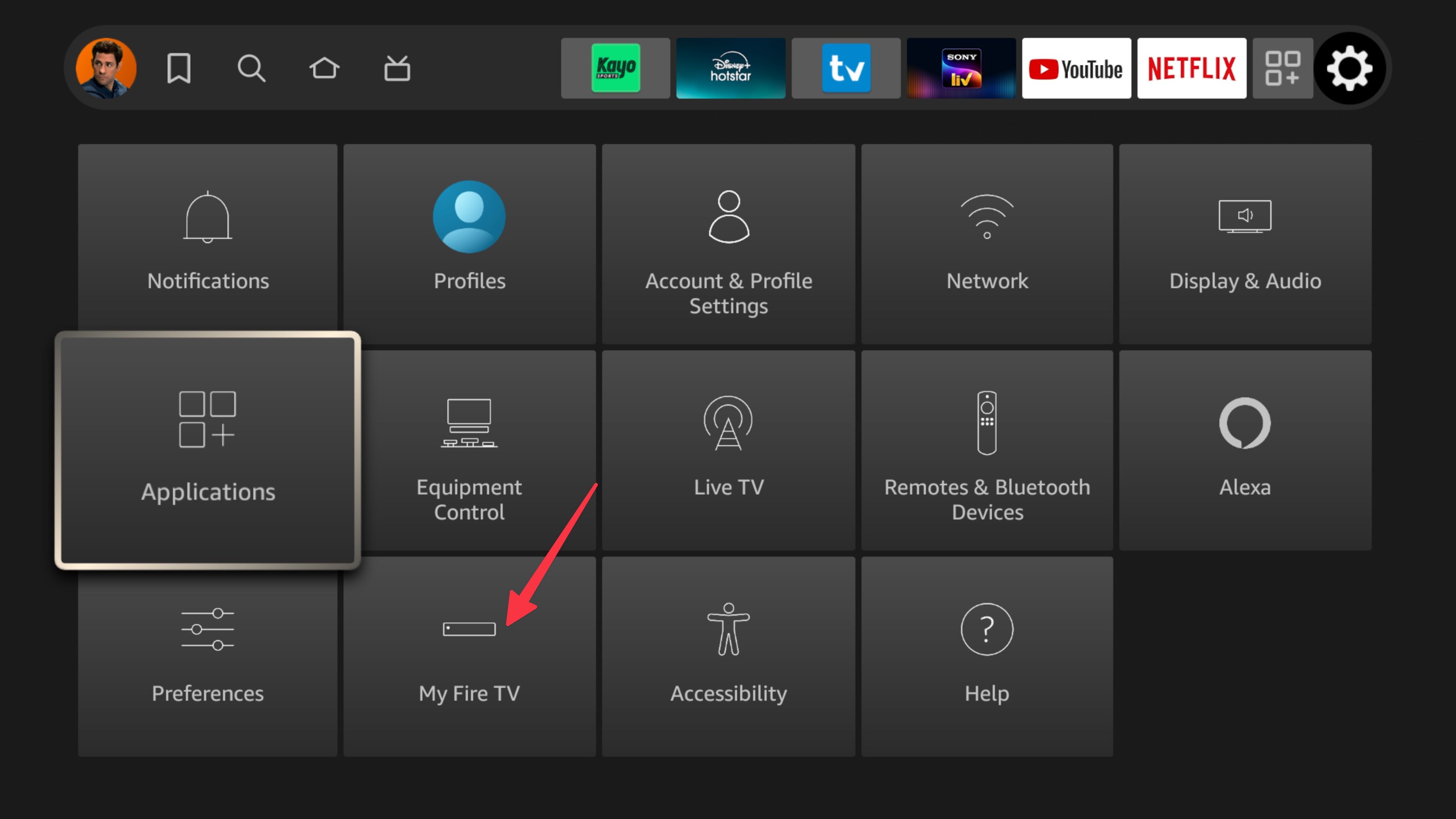 Abra o menu My Fire TV