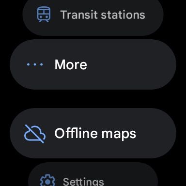 Google Maps no Wear OS mostrando a opção de mapas offline