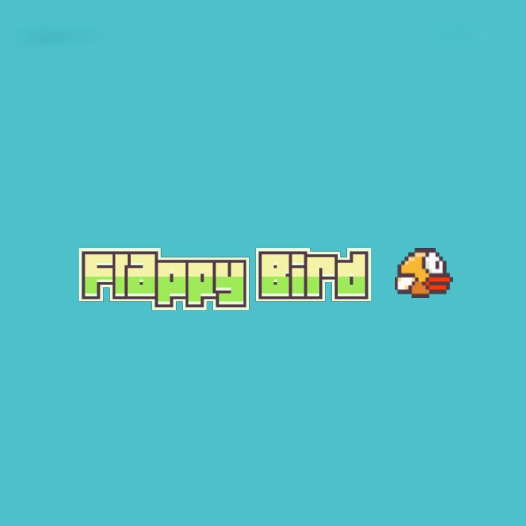 logotipo do flappy bird e pássaro em fundo azul