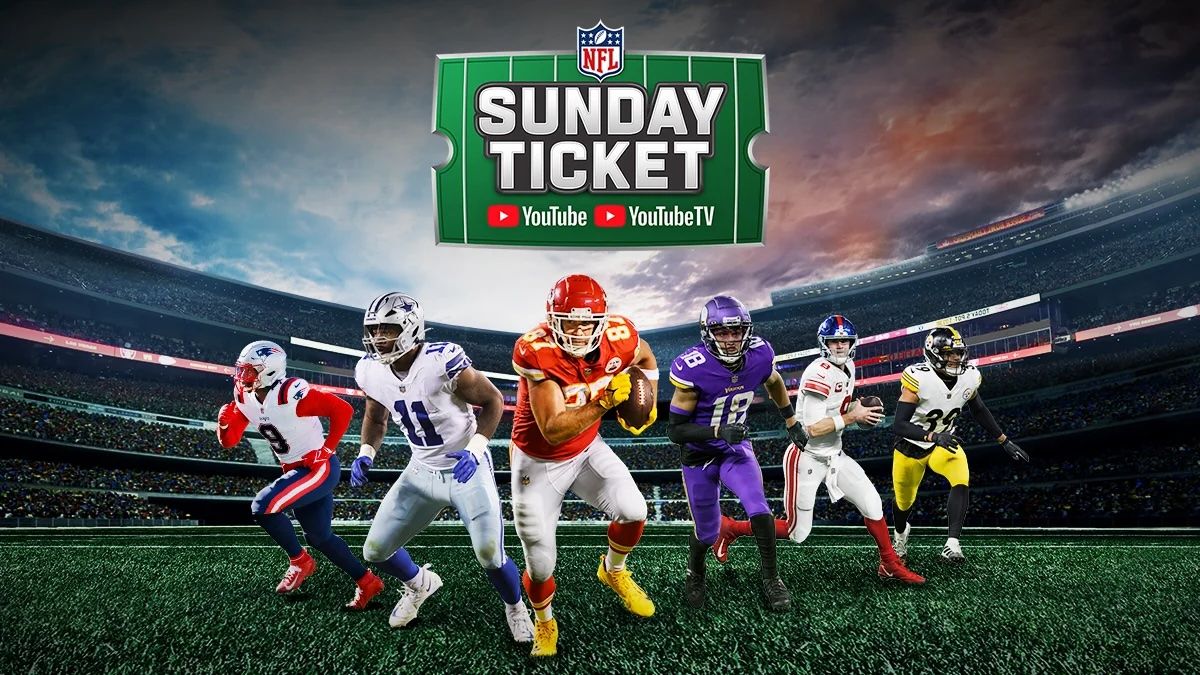 pôster oficial do Google promovendo o NFL Sunday Ticket no YouTube TV