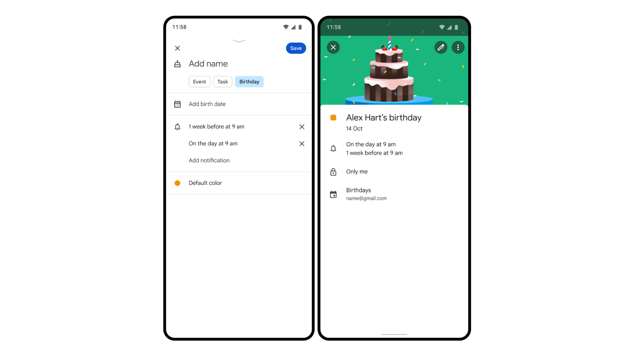 Crie aniversários no Google Agenda