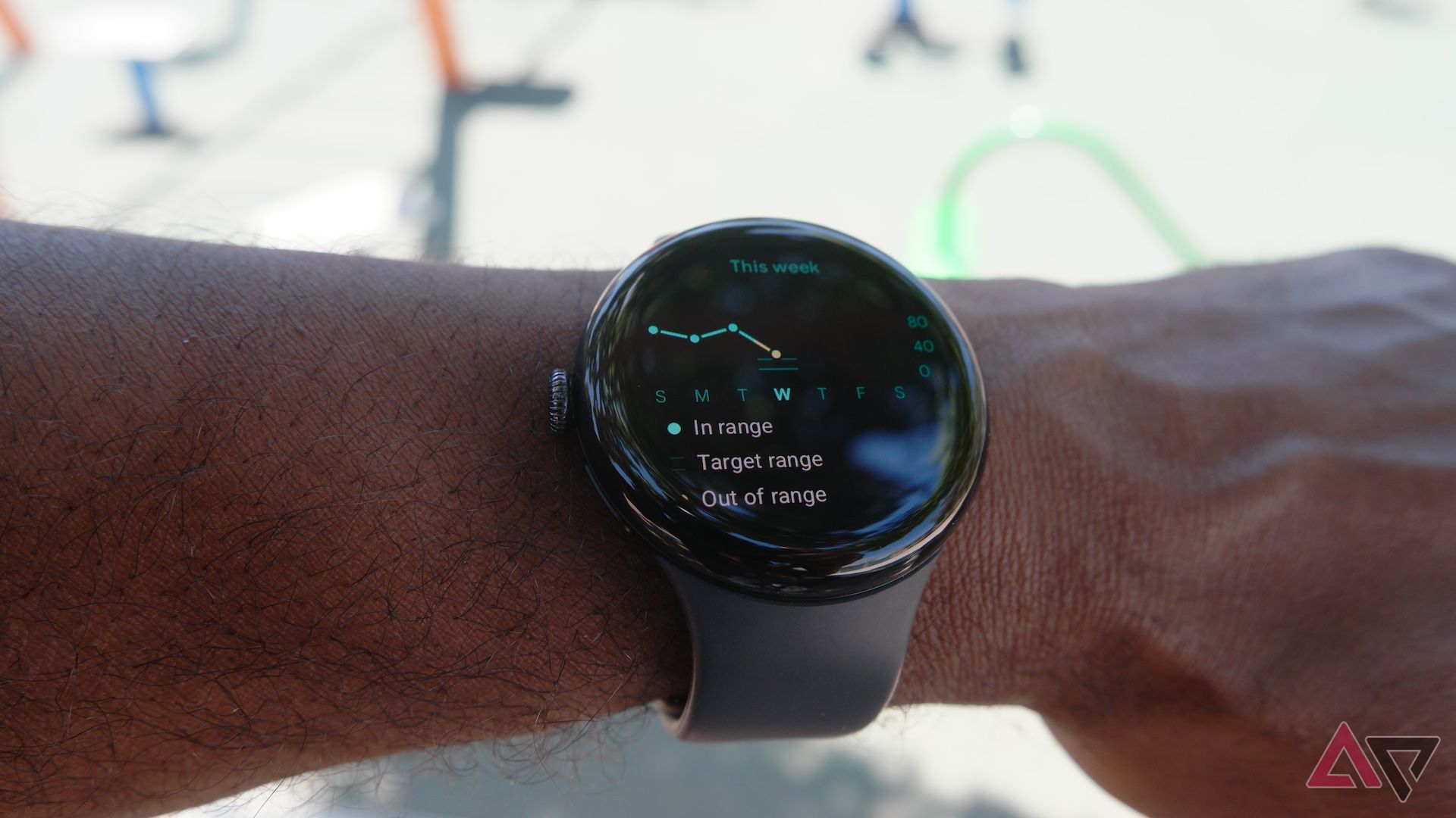 Google Pixel Watch 3 mostrando o gráfico de tendências de carga cardiovascular