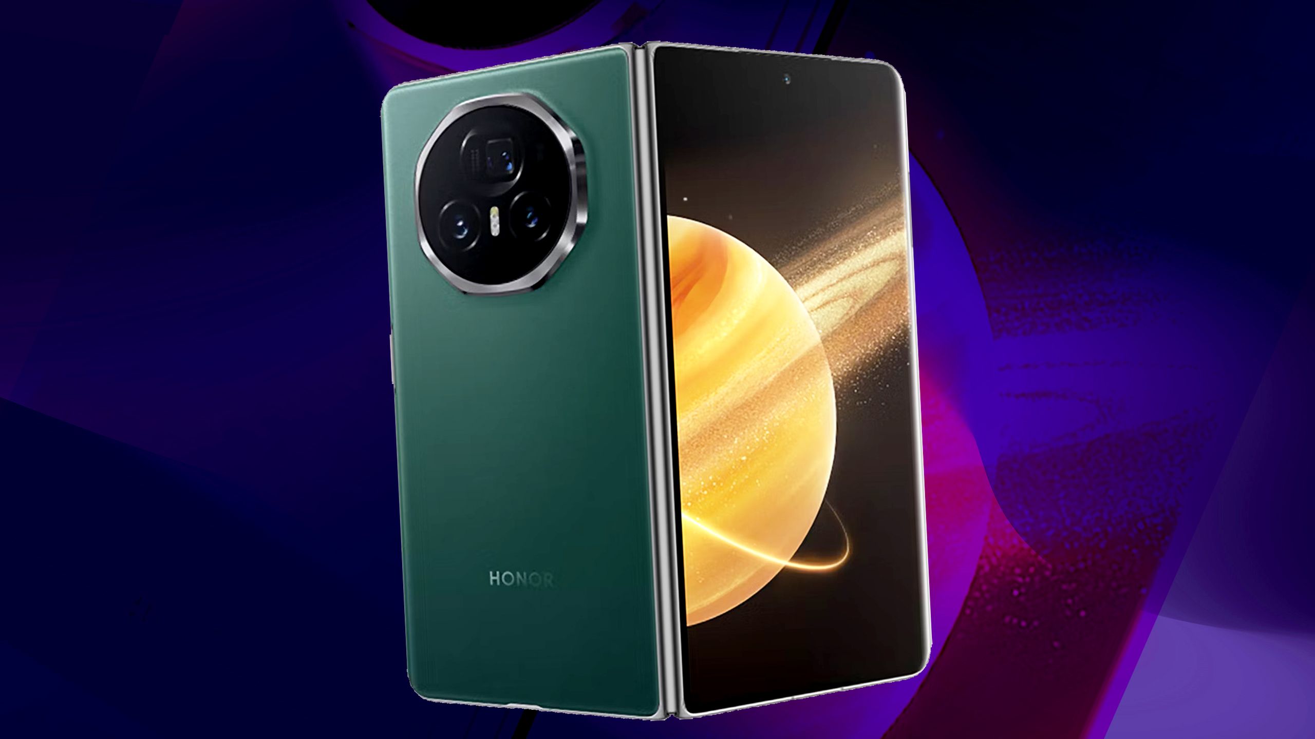 Honor Magic V3 em um fundo gráfico personalizado