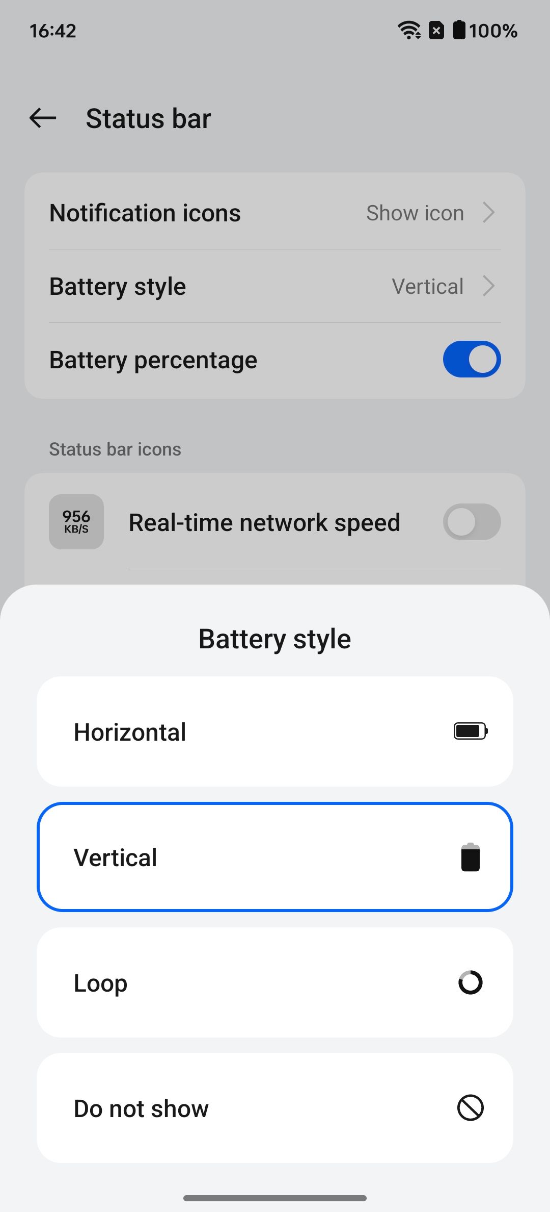 Diferentes estilos de ícones de bateria no OnePlus 12