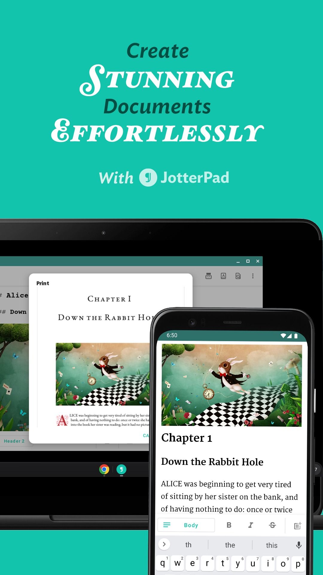 JotterPad cria documentos